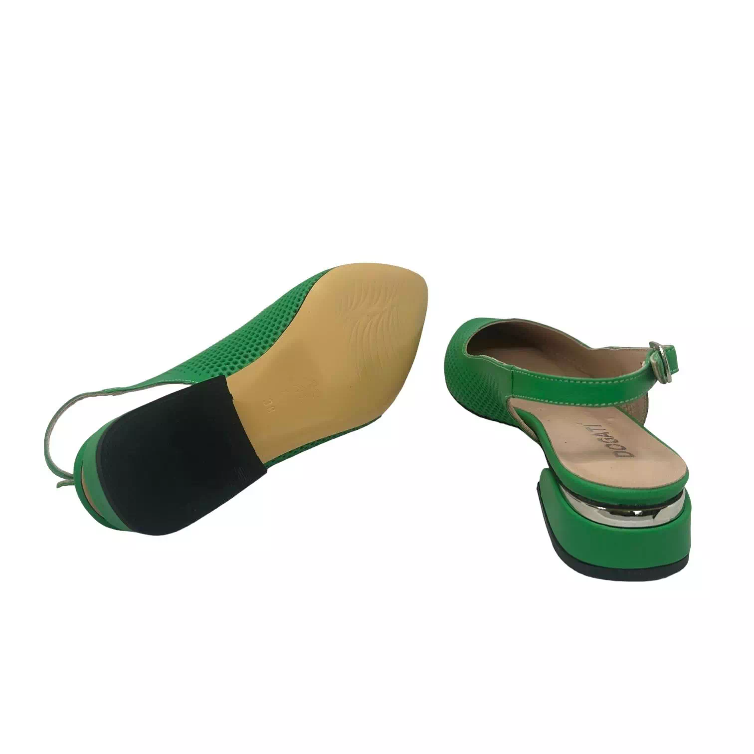 Pantofi decupati verzi cu perforatii