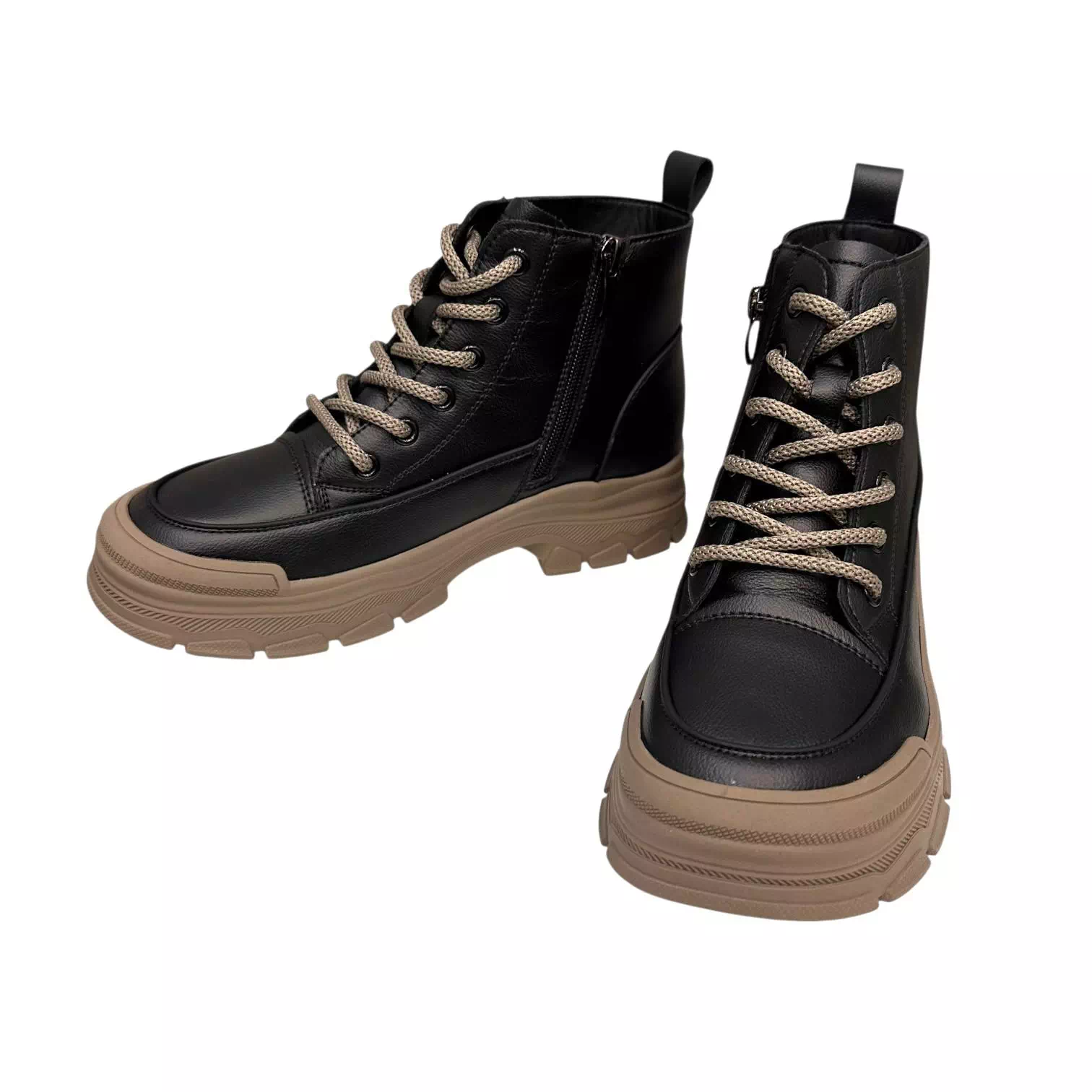 Ghete negre cu talpa flexibila bej