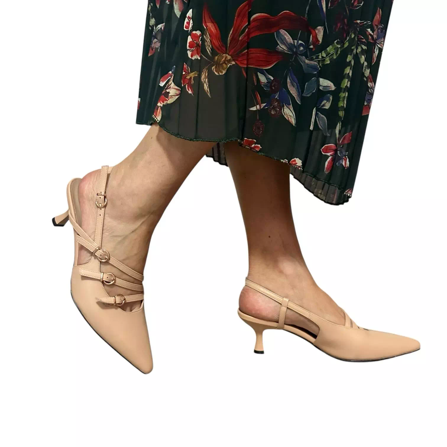 Pantofi stiletto decupati Fiore Fino bej