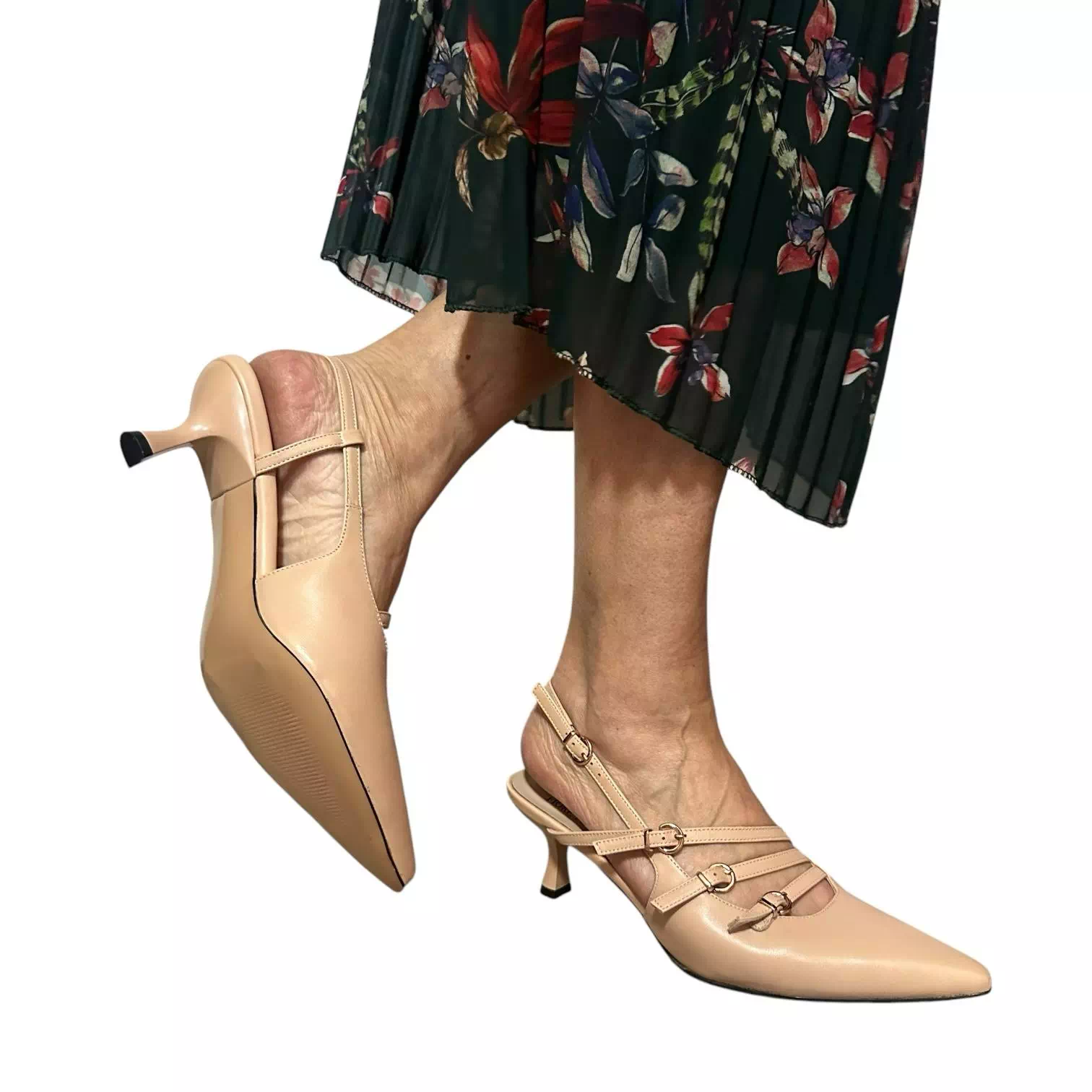 Pantofi stiletto decupati Fiore Fino bej