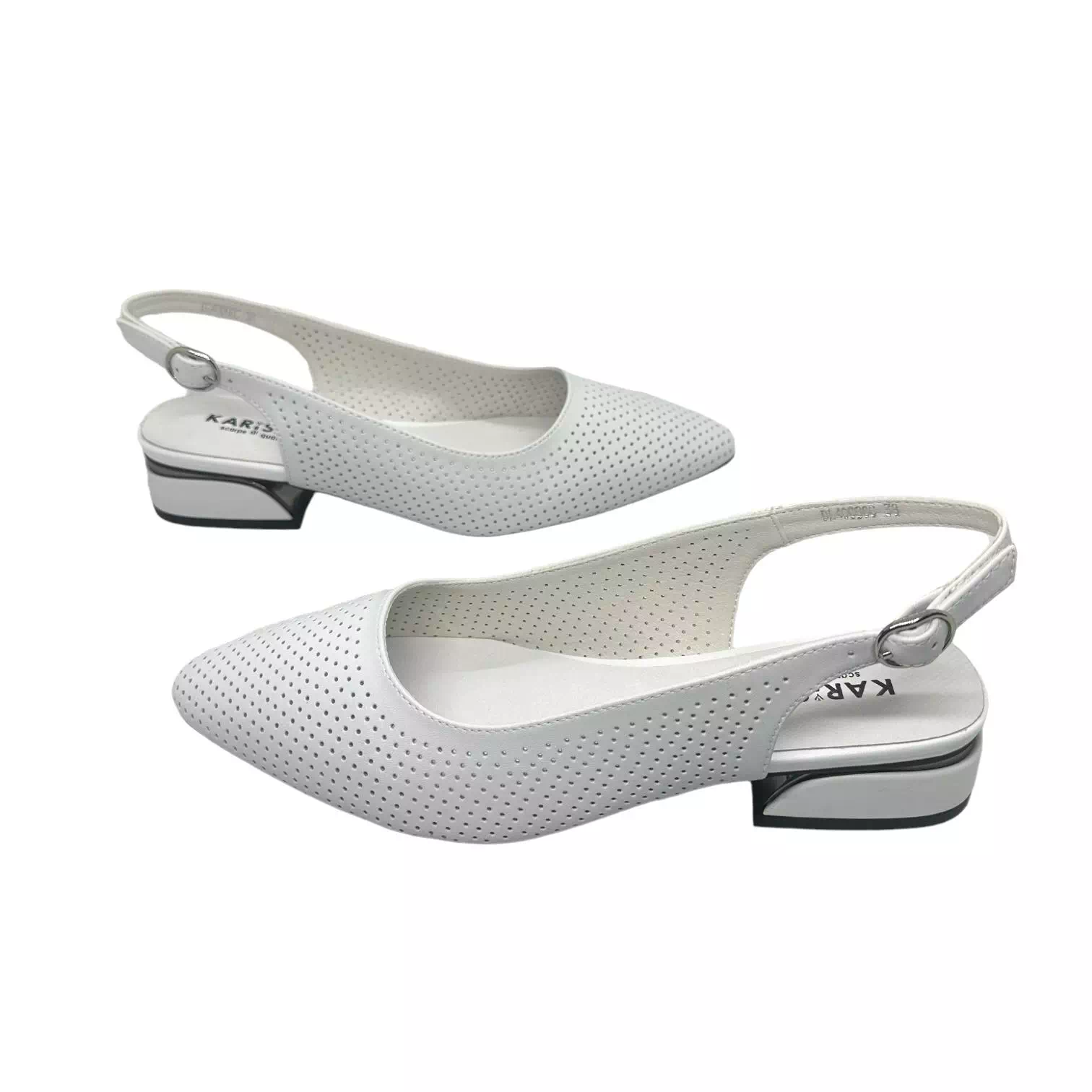 Pantofi decupati la spate albi cu perforatii