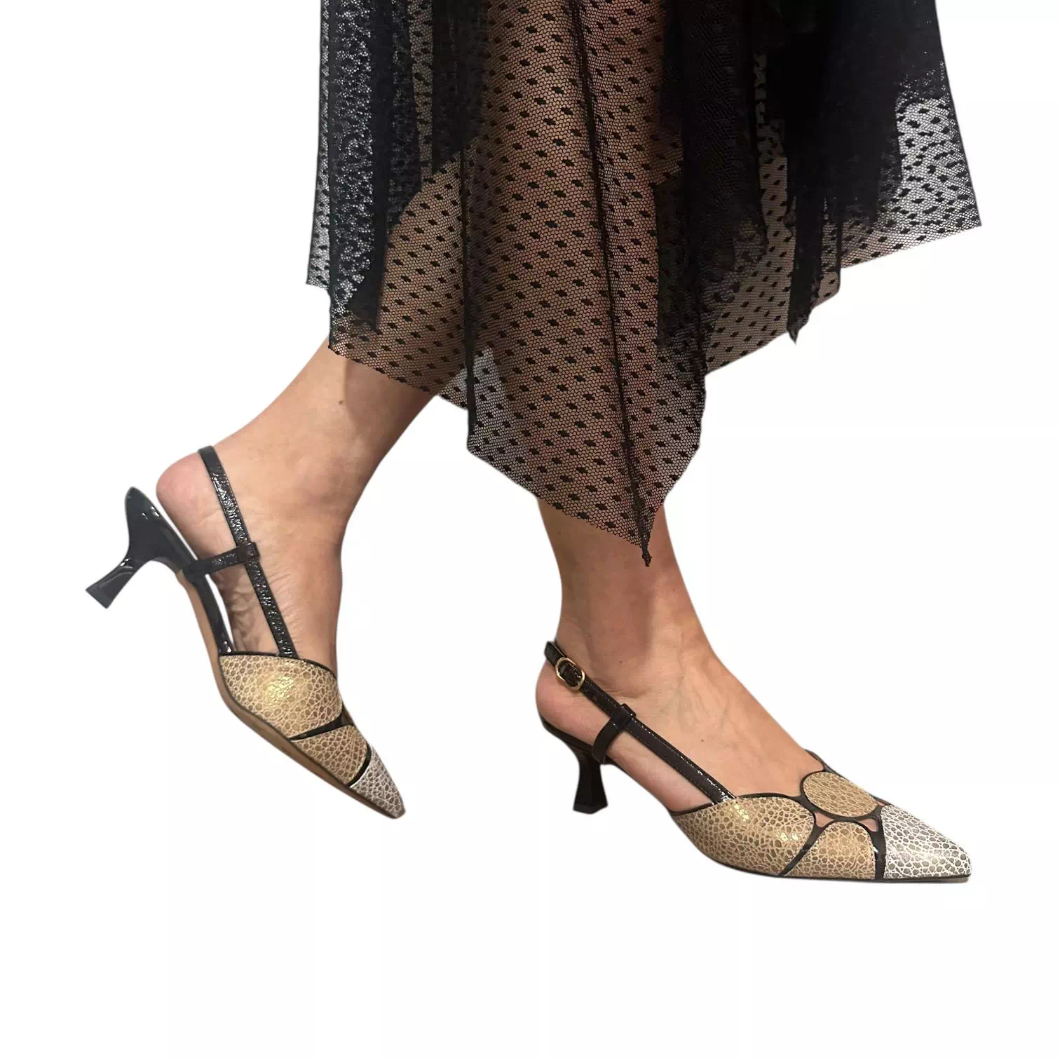 Pantofi decupati Kordel auriu mix