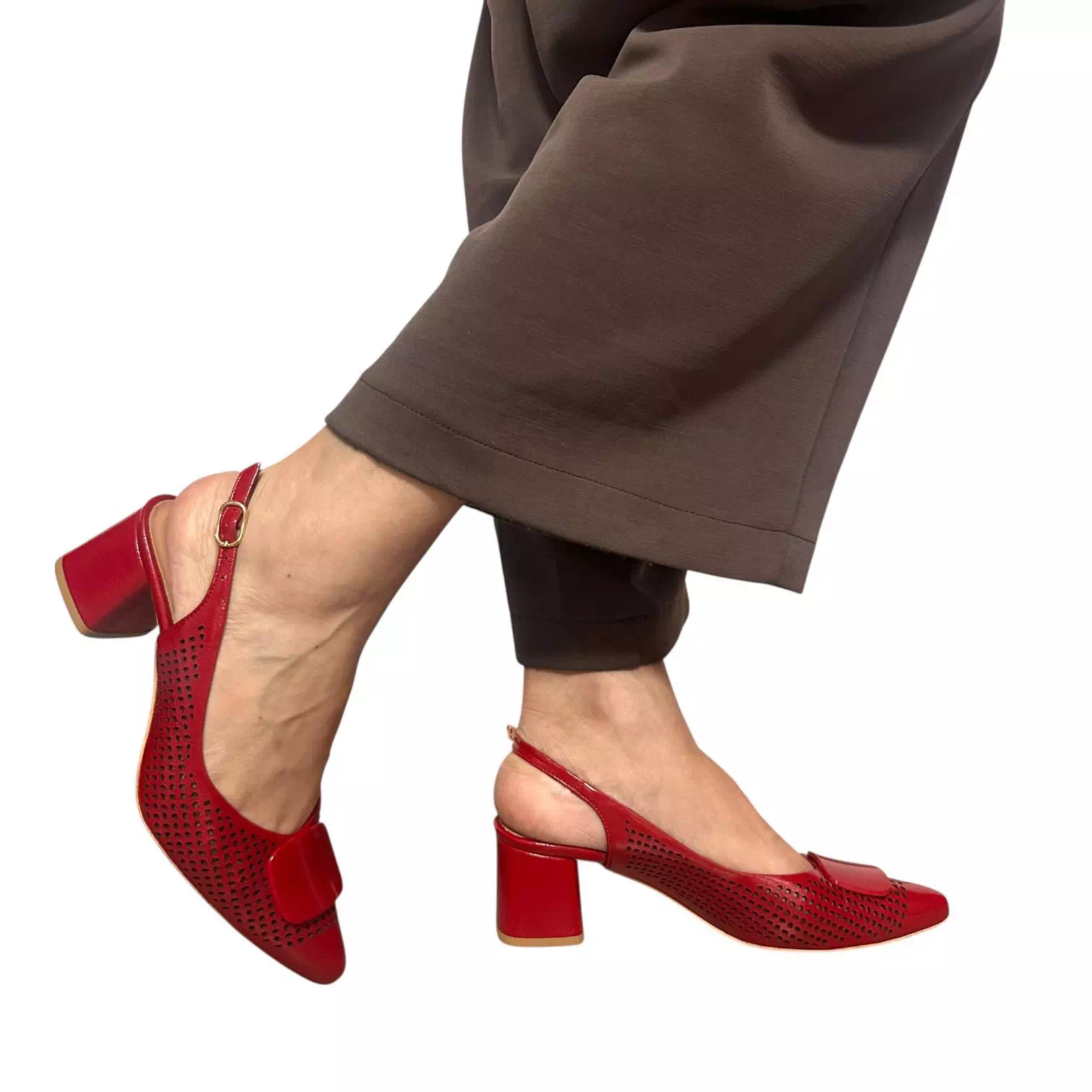 Pantofi decupati Kordel rosii