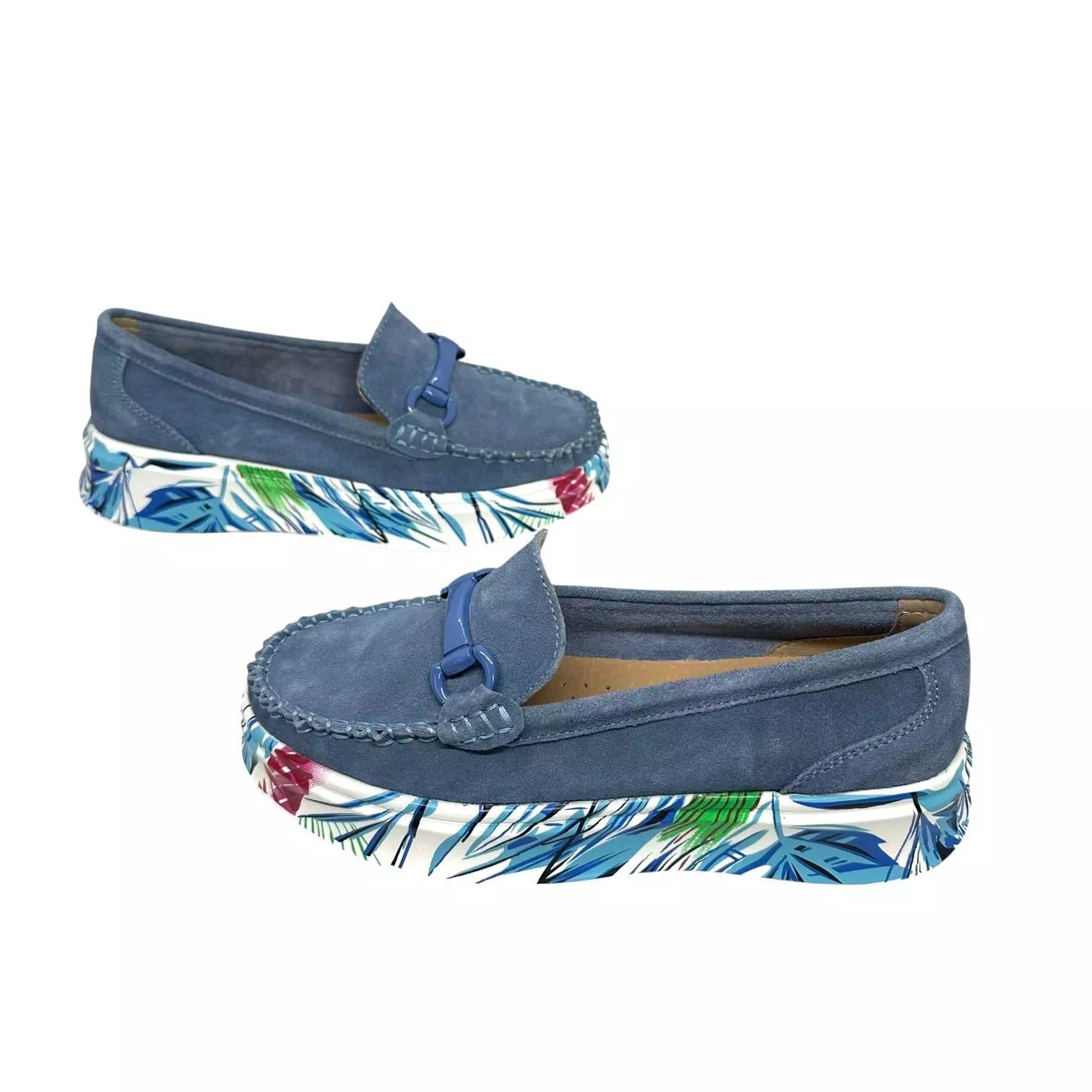 Pantofi Filippo blu cu talpa colorata