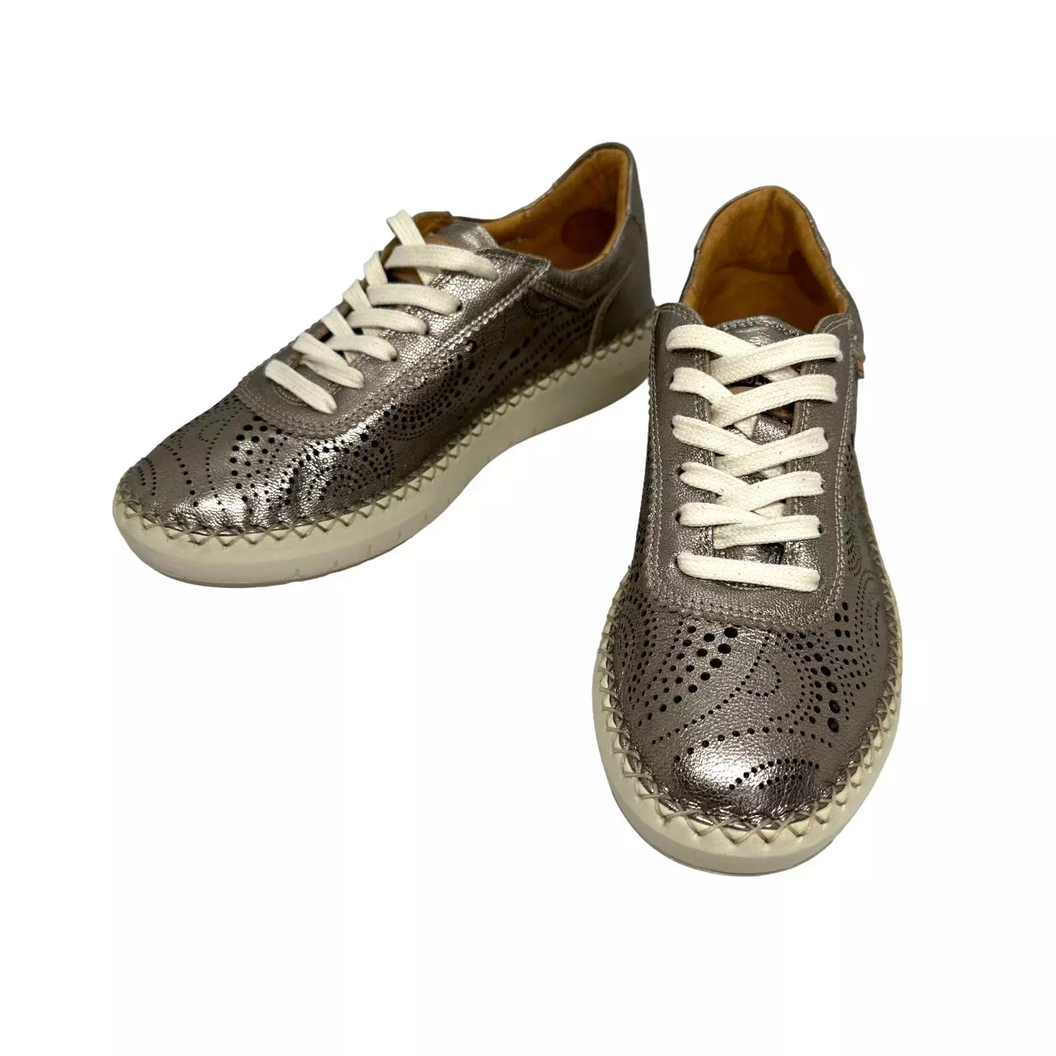 Pantofi Pikolinos bronz cu siret si perforatii