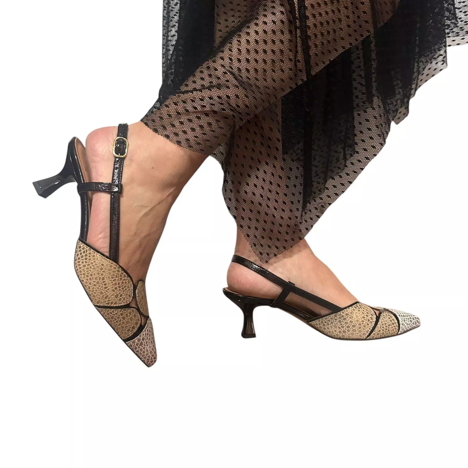 Pantofi decupati Kordel auriu mix