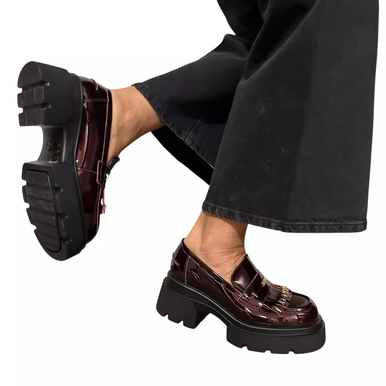 Pantofi Epica bordo cu talpa groasa