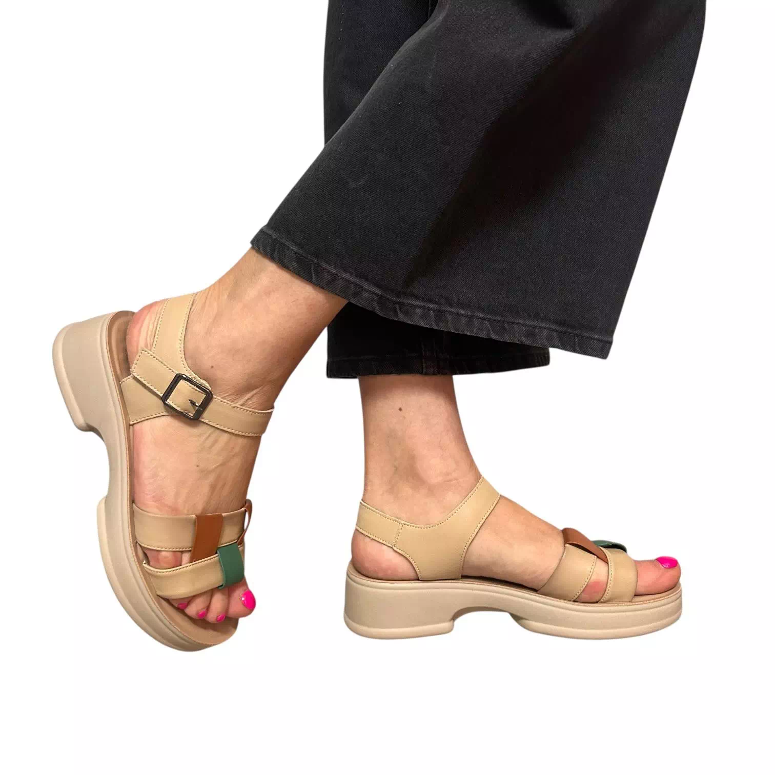 Sandale bej cu barete impletite