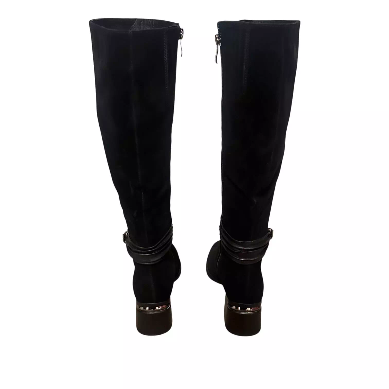 Cizme Fiore Fino negre cu detaliu