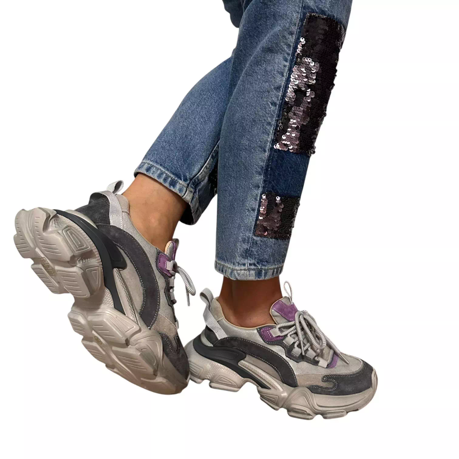 Pantofi sport gri combinat