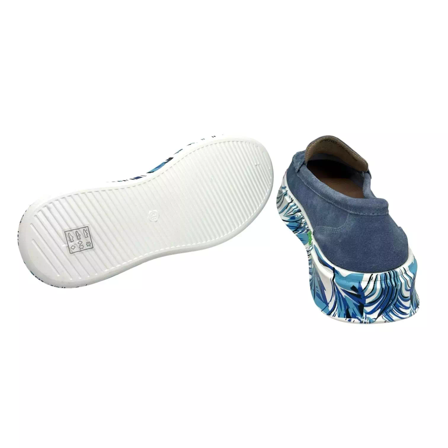 Pantofi Filippo blu cu talpa colorata