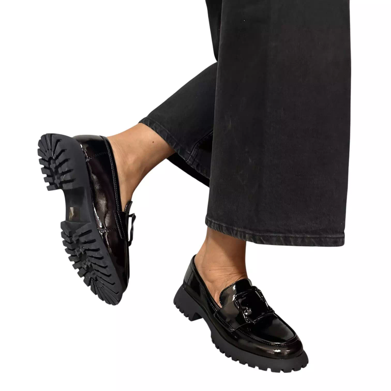 Pantofi Pass Collection negri cu catarama