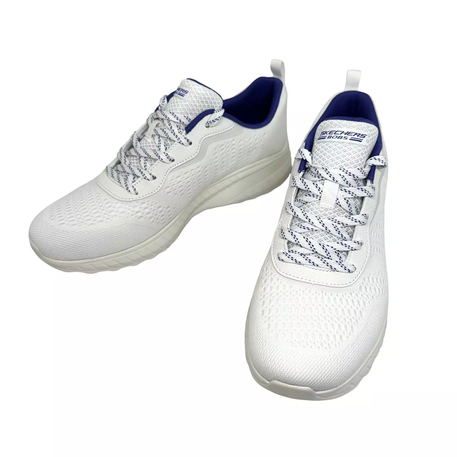 Pantofi sport Skechers albi cu detalii albastre