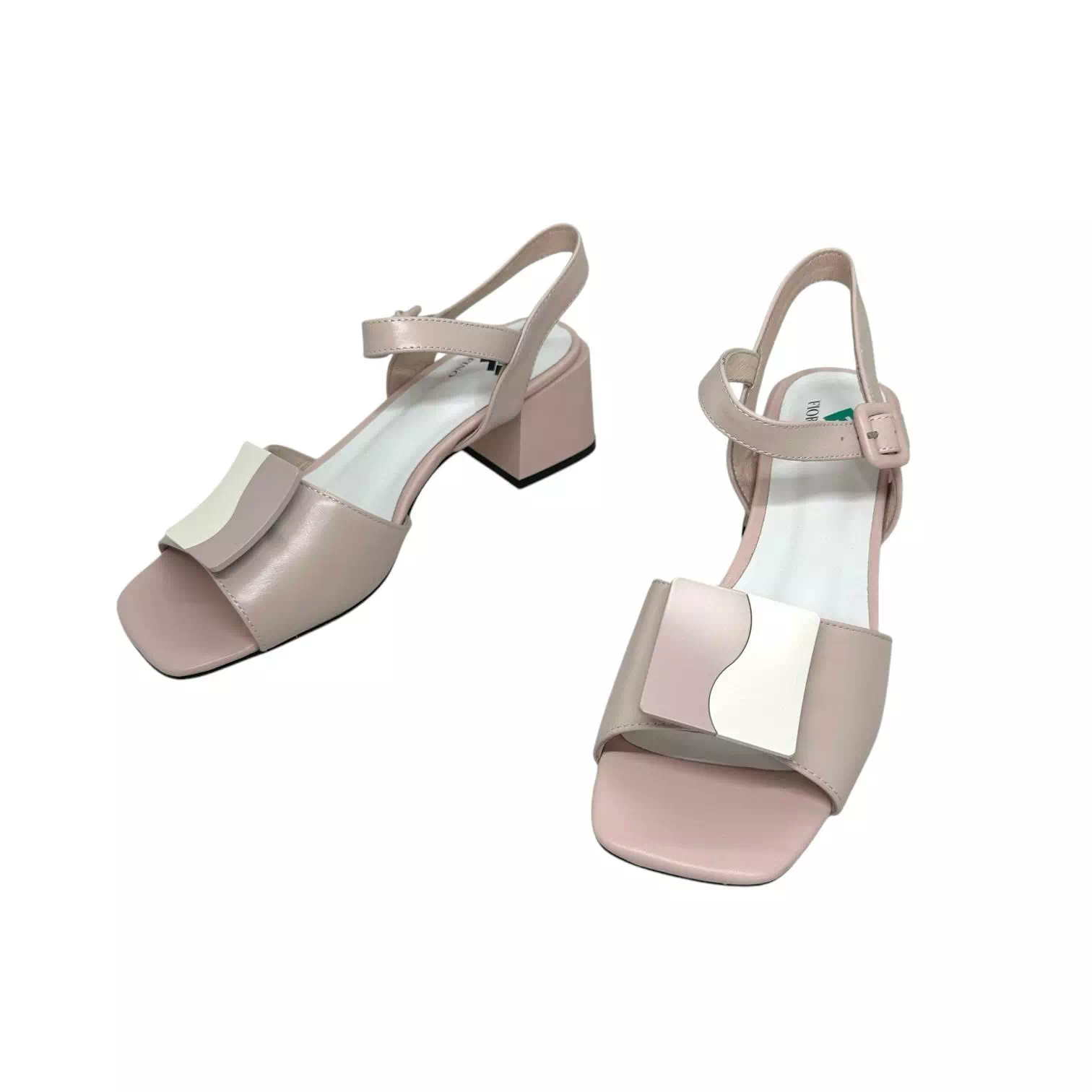 Sandale Fiore Fino pudra cu accesoriu bicolor