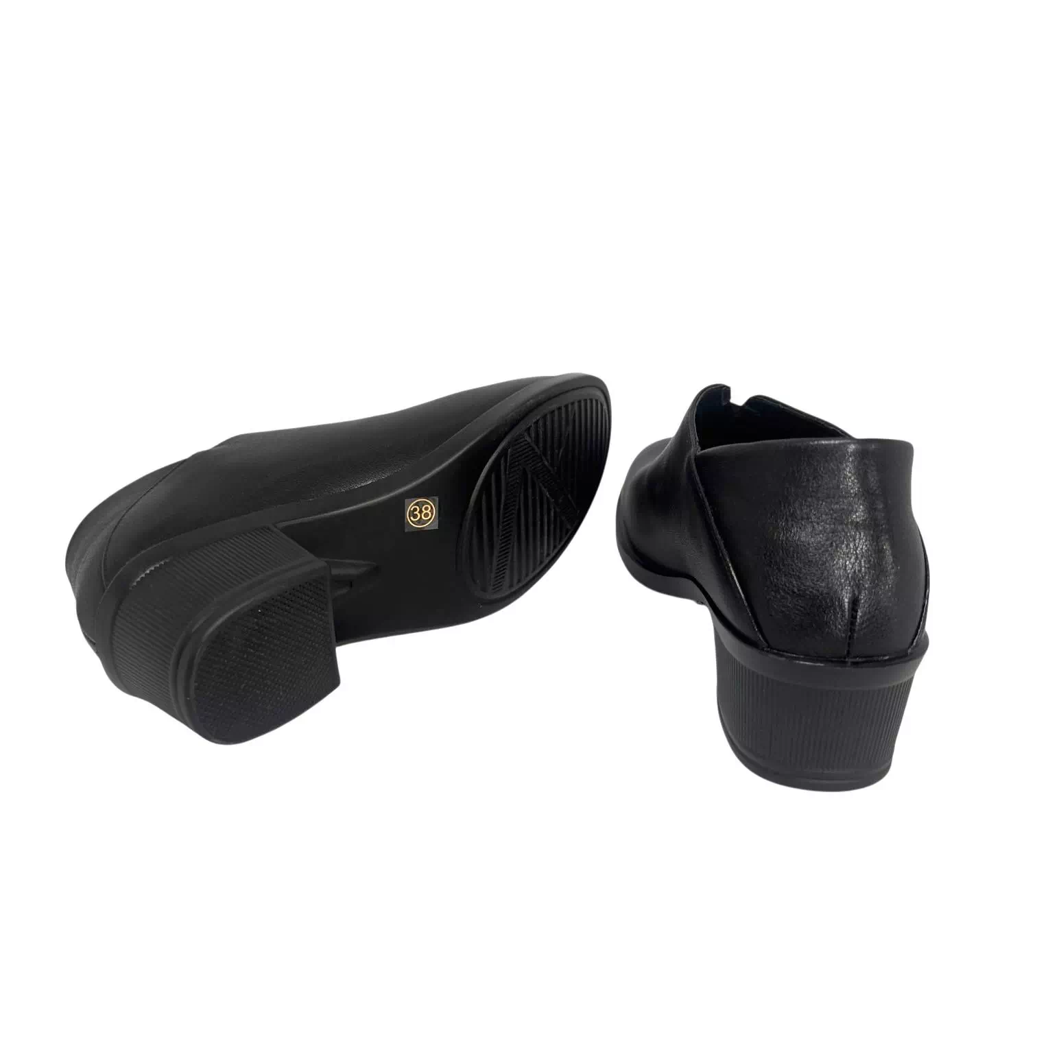 Pantofi negri slip in cu detaliu