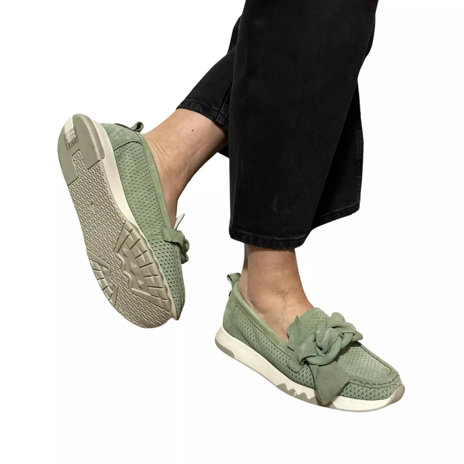 Pantofi Pass Collection verzi cu perforatii