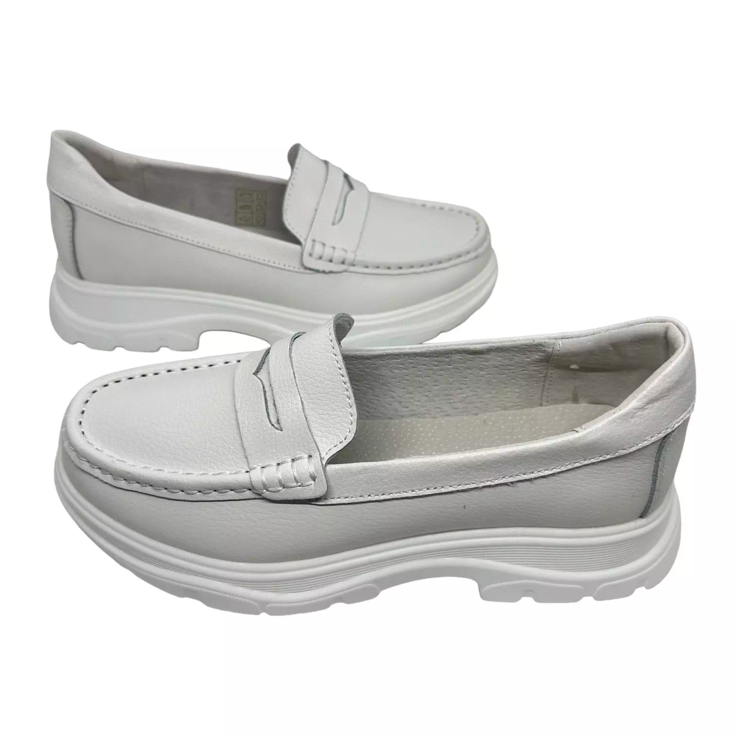 Pantofi albi cu talpa confort si accesoriu