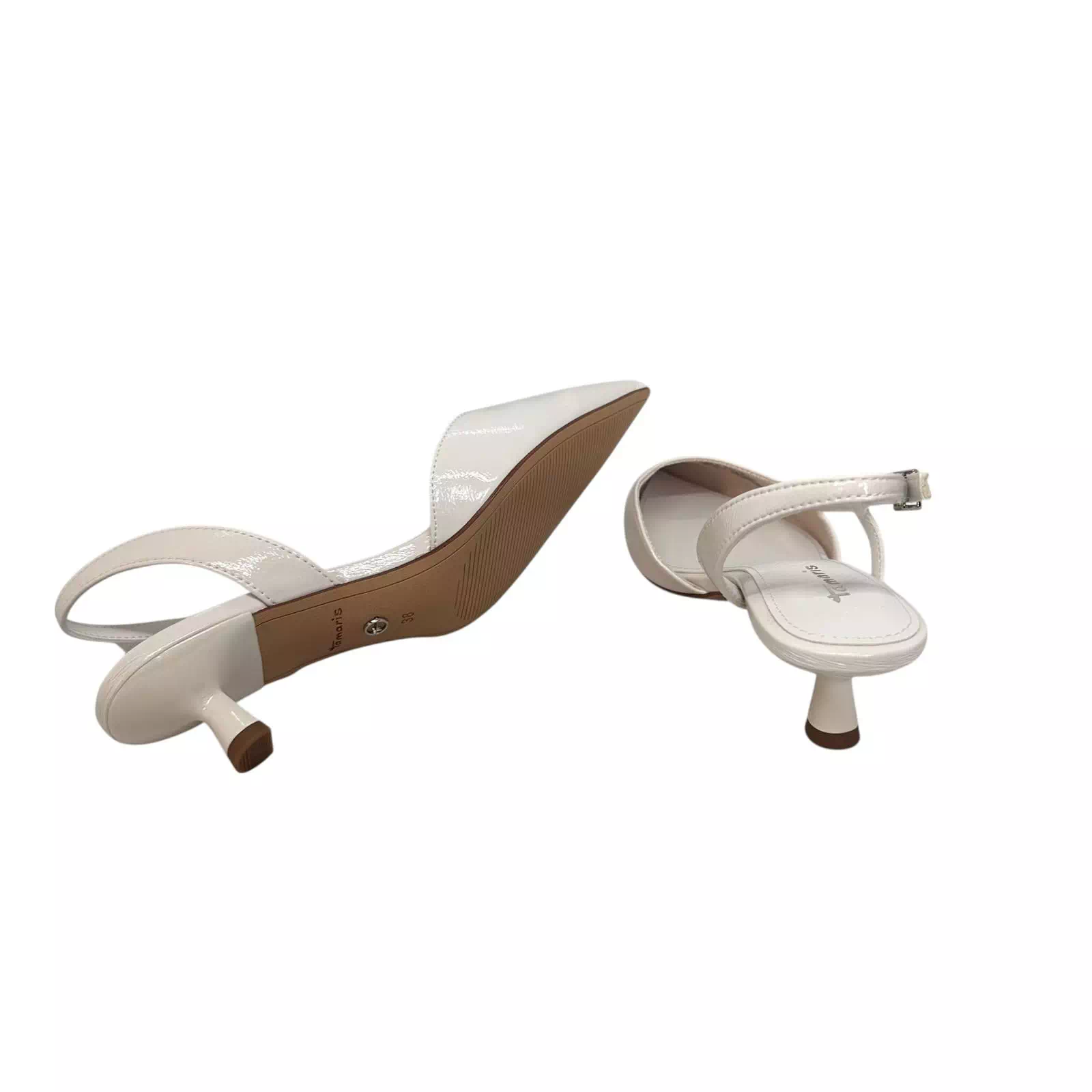Pantofi Tamaris decupati albi