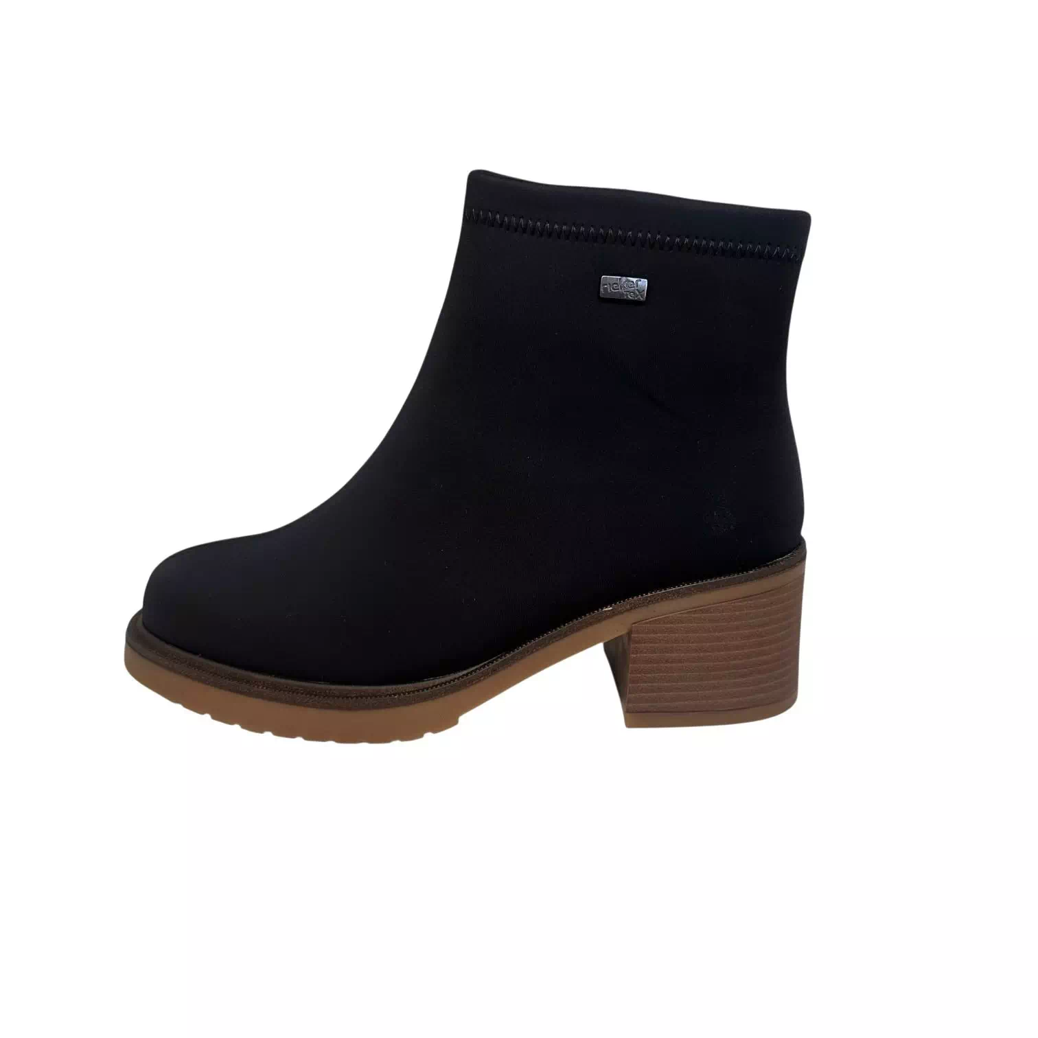 Ghete Rieker negre Tex cu talpa maro