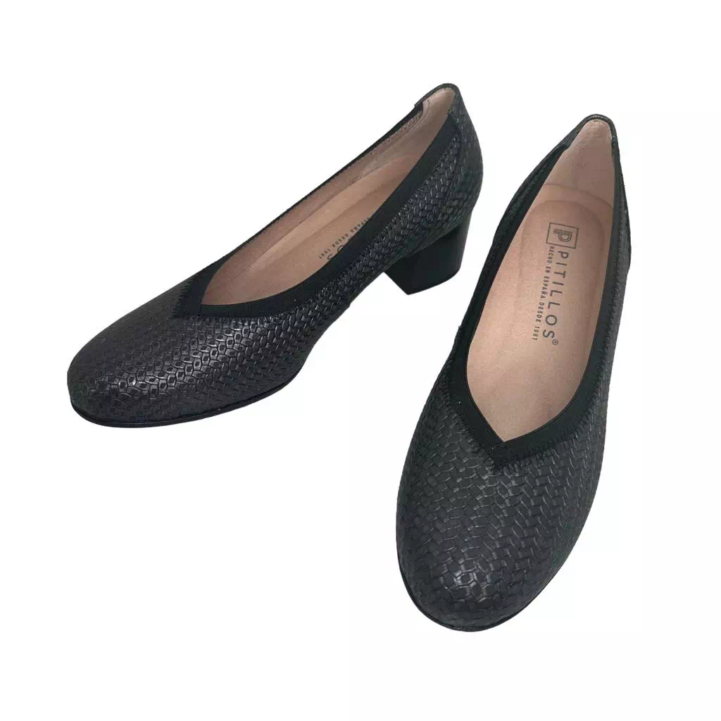 Pantofi Pitillos negri cu imprimeu tip fagure