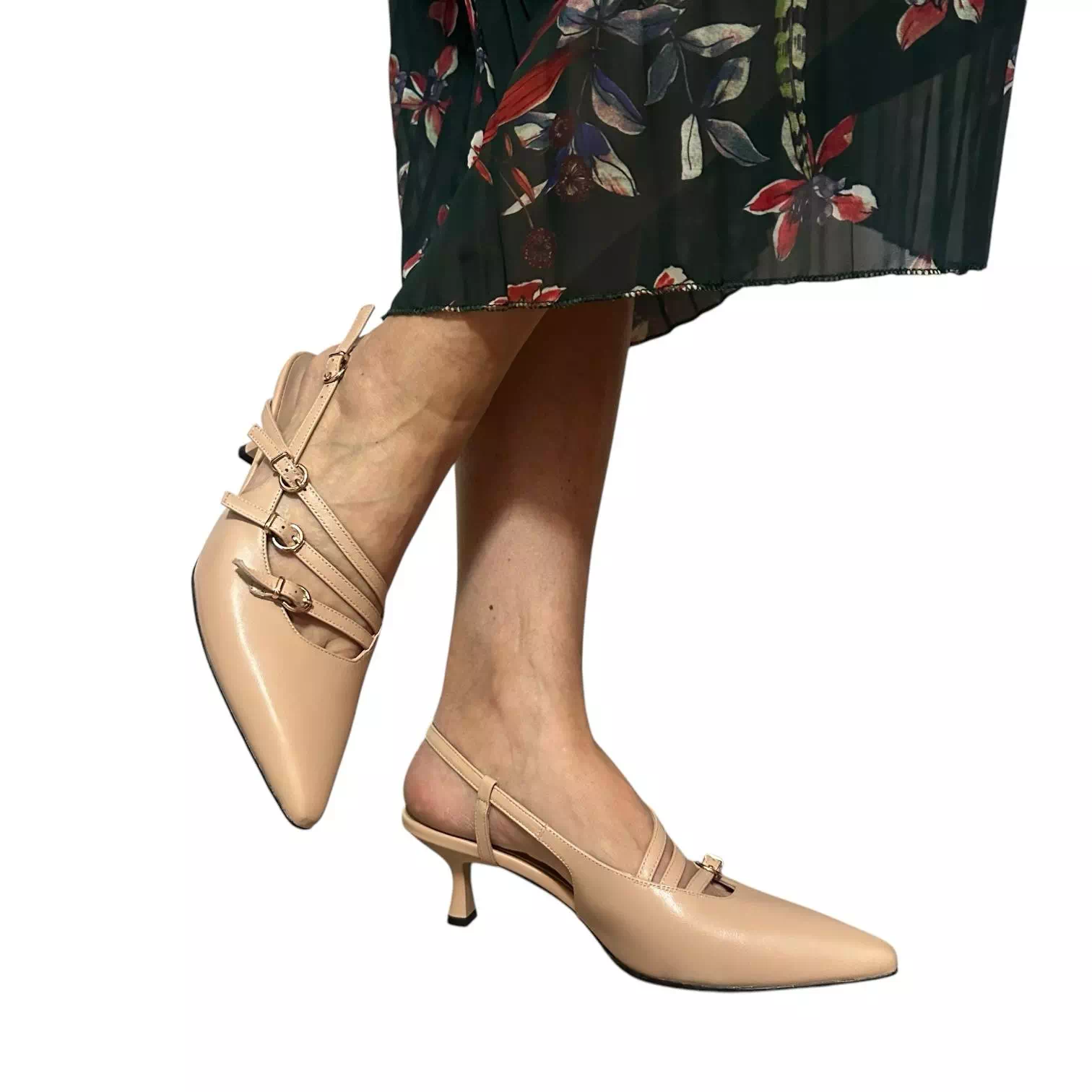 Pantofi stiletto decupati Fiore Fino bej