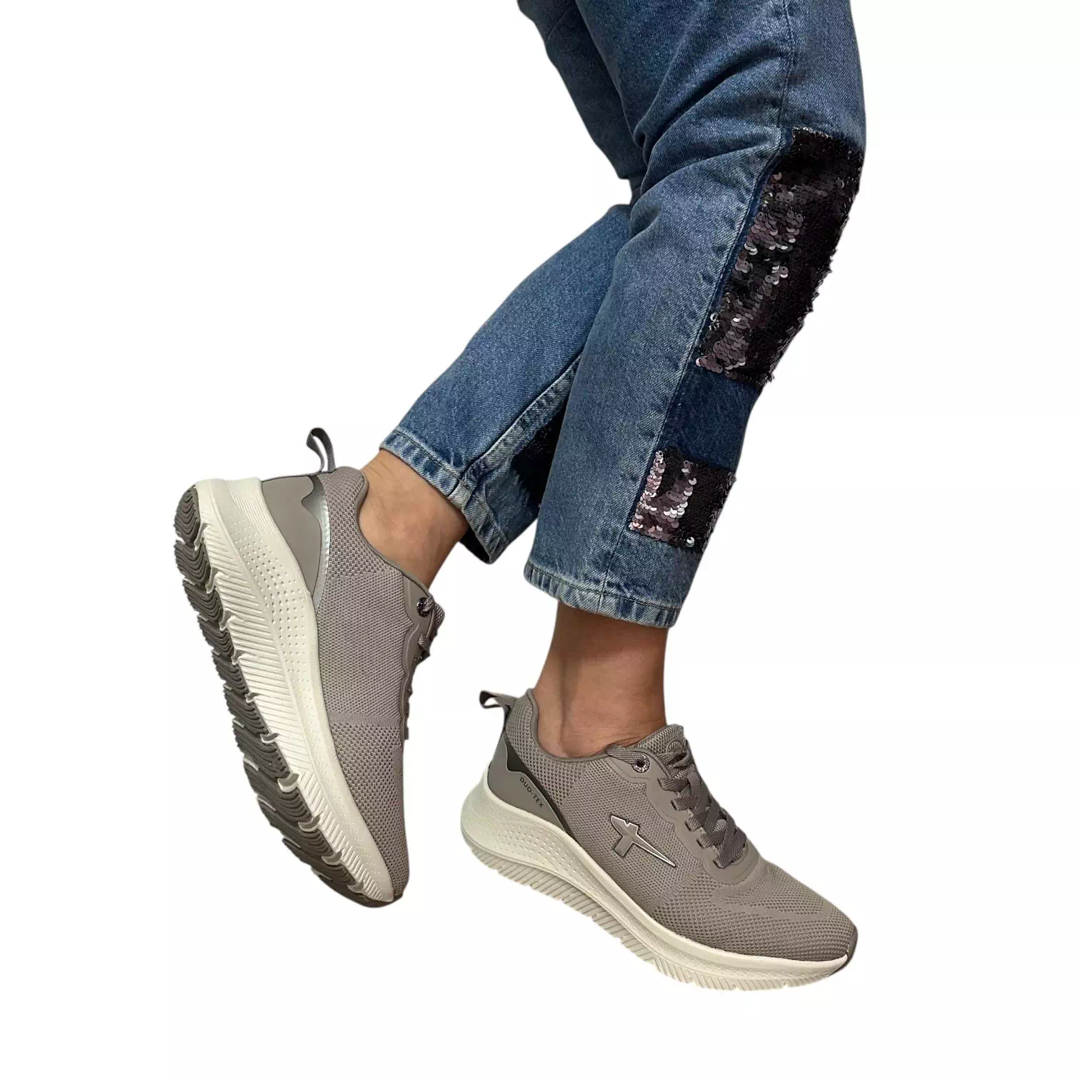 Pantofi Tamaris Confort taupe cu detaliu