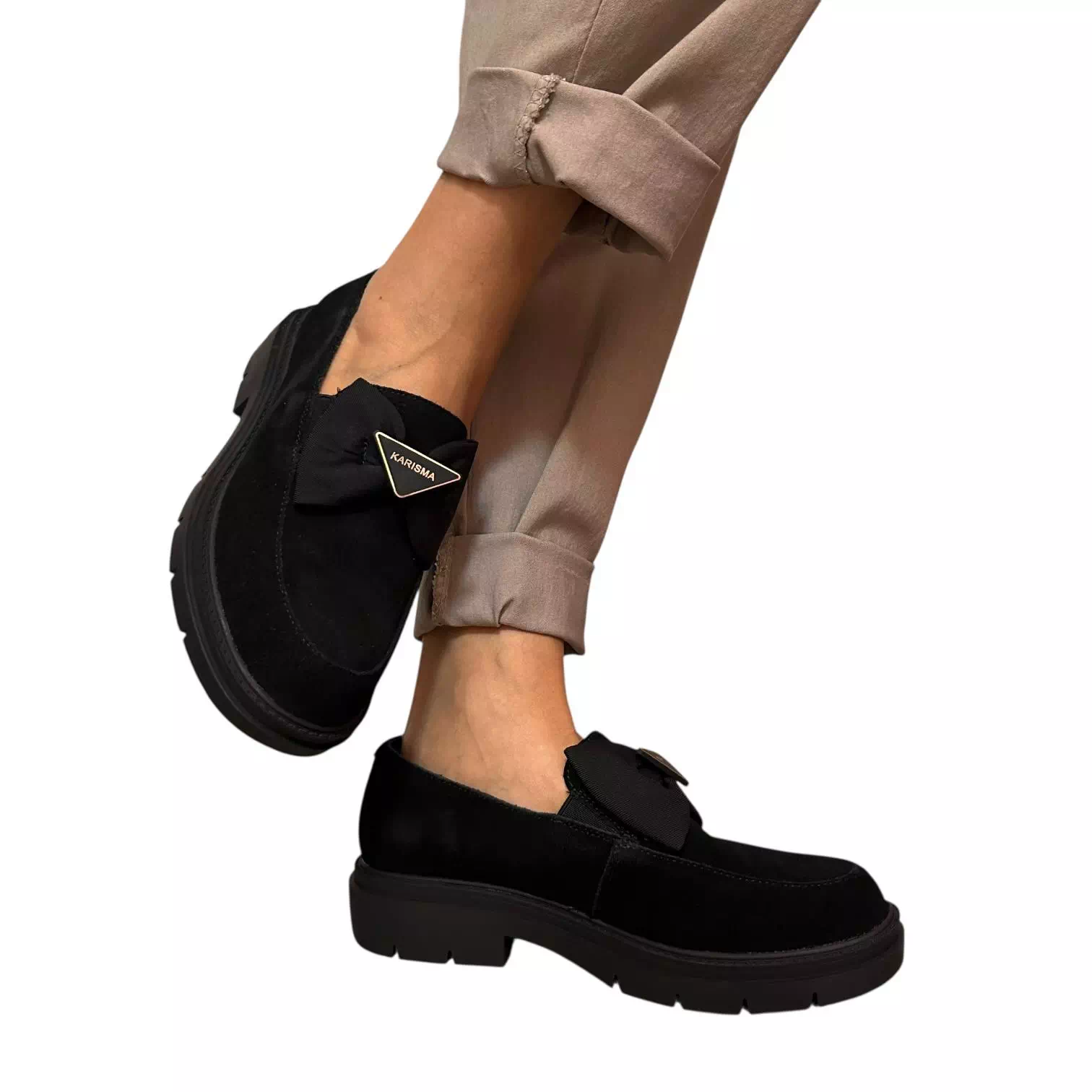 Pantofi Karisma negri cu detaliu