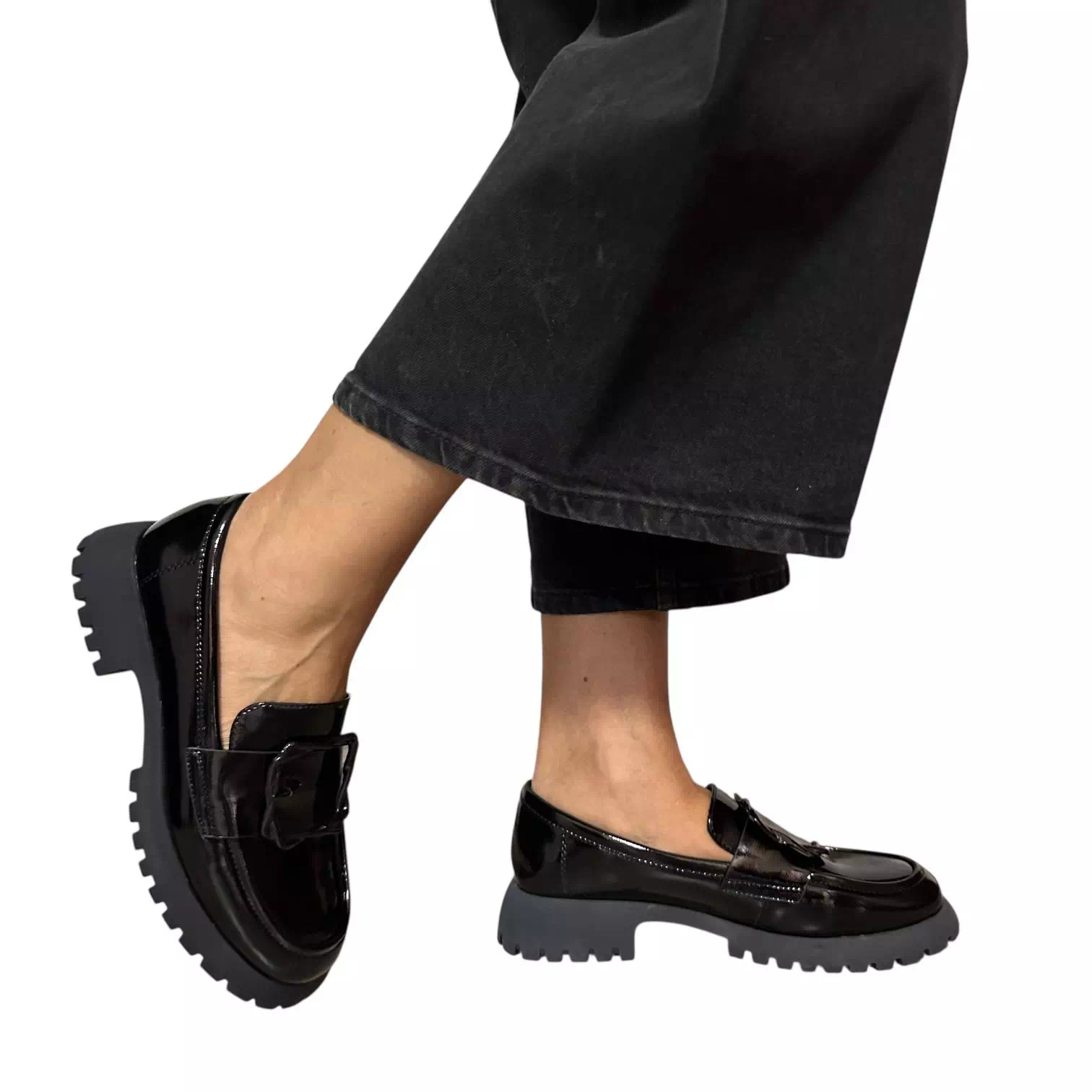 Pantofi Pass Collection negri cu catarama