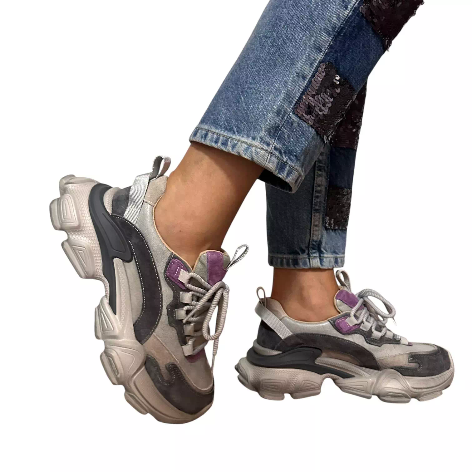 Pantofi sport gri combinat