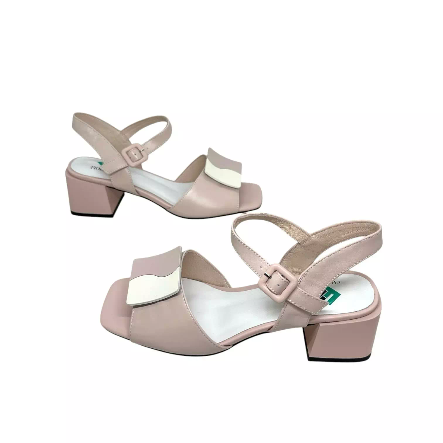 Sandale Fiore Fino pudra cu accesoriu bicolor