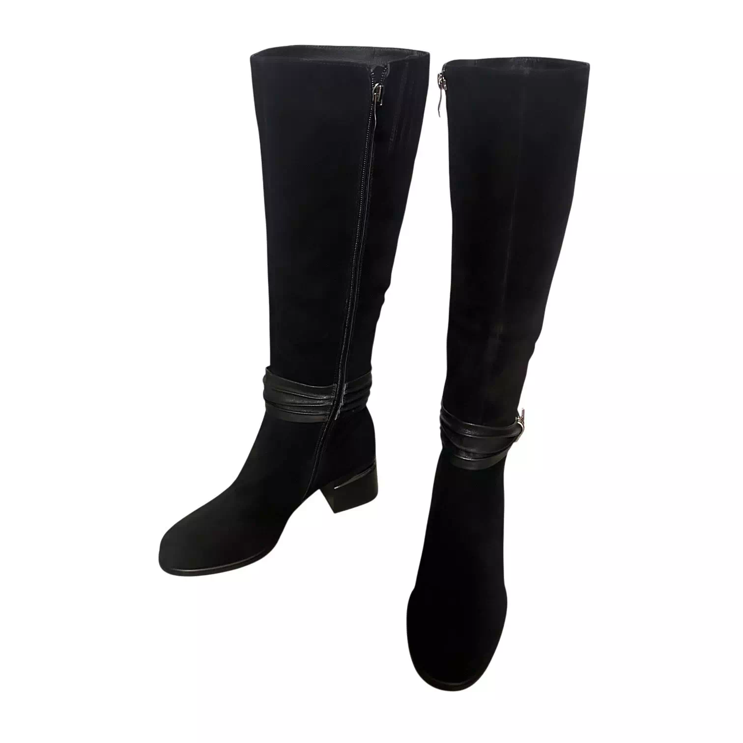 Cizme Fiore Fino negre cu detaliu