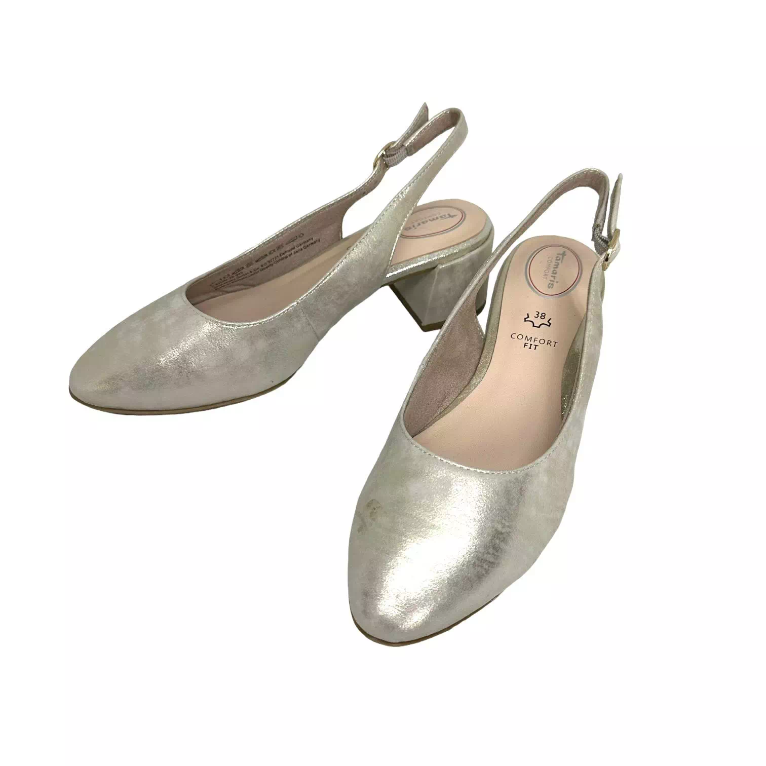 Pantofi Tamaris argintii decupati la spate