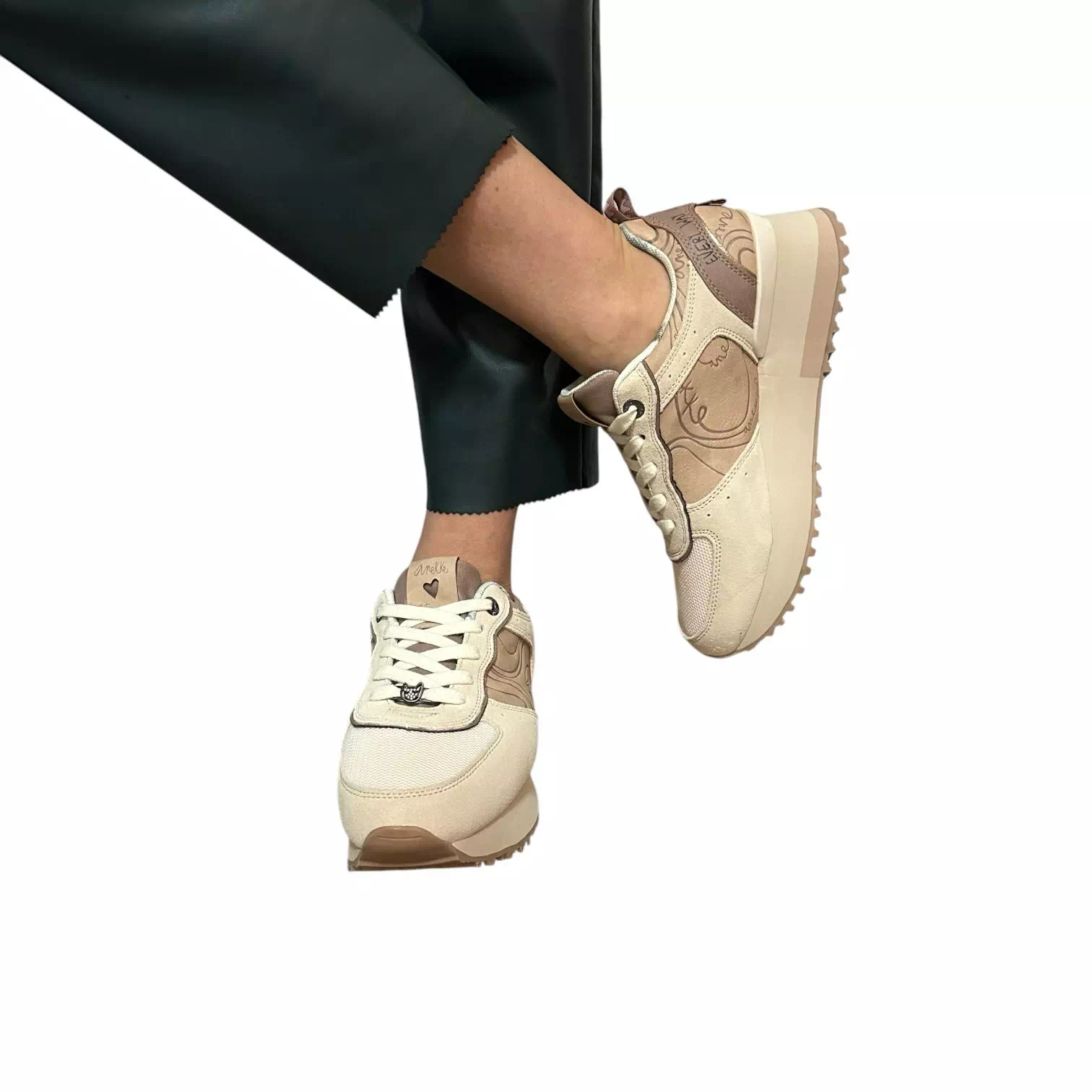 Pantofi Anekke bej combinat