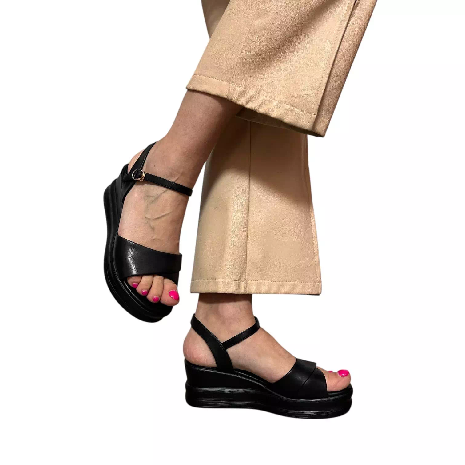 Sandale negre cu talpa platforma