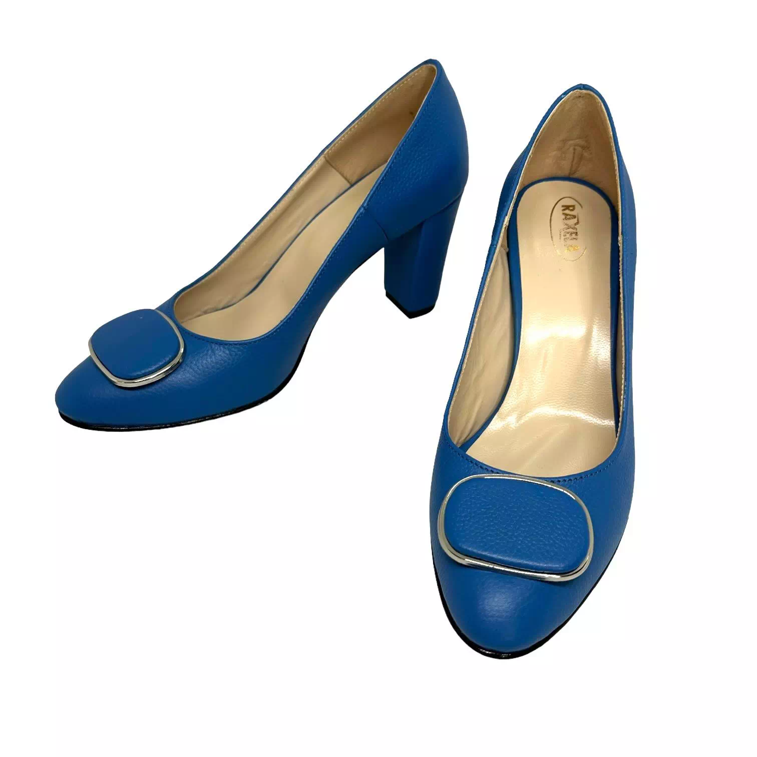 Pantofi Raxela albastri cu accesoriu oval