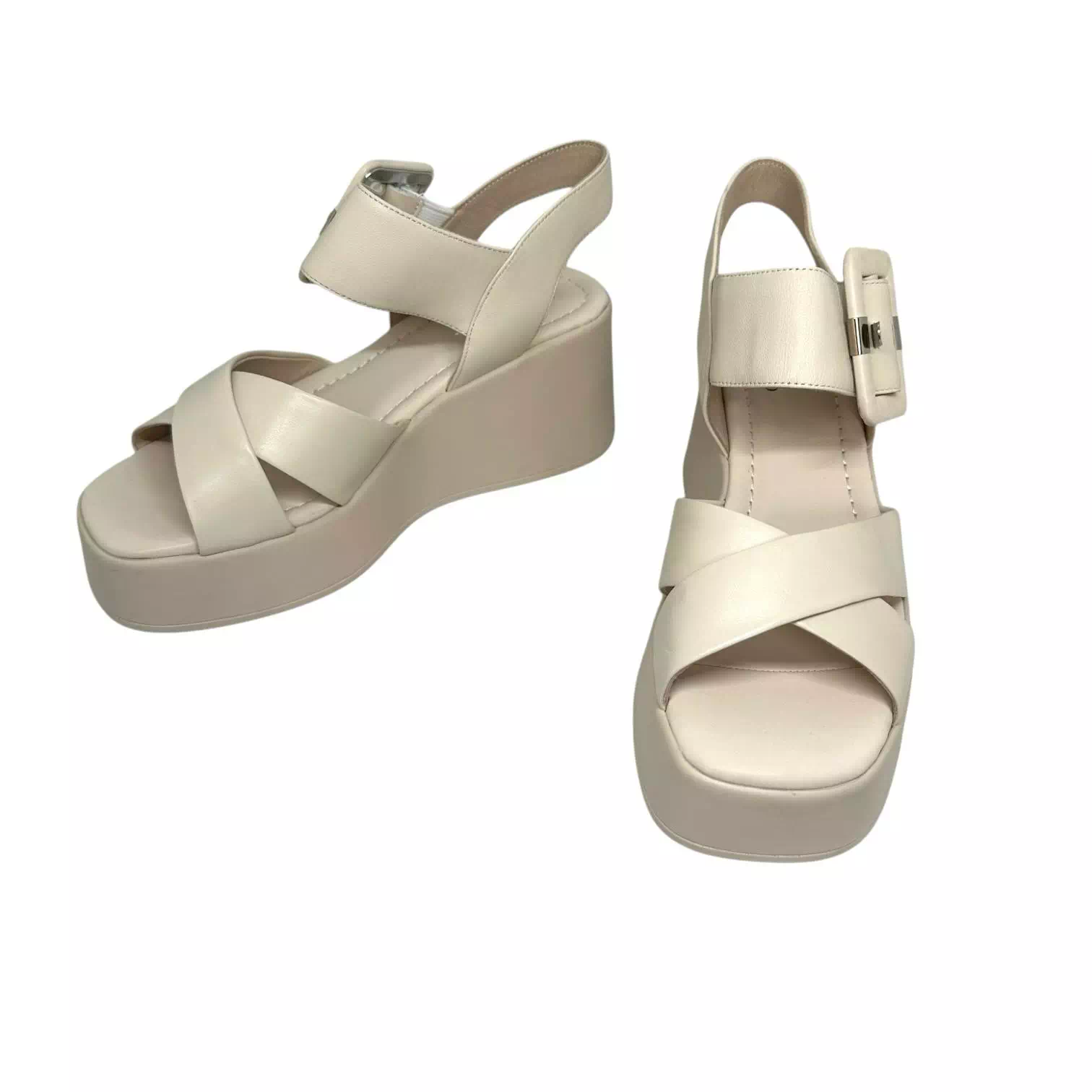 Sandale Fiore Fino crem cu platforma