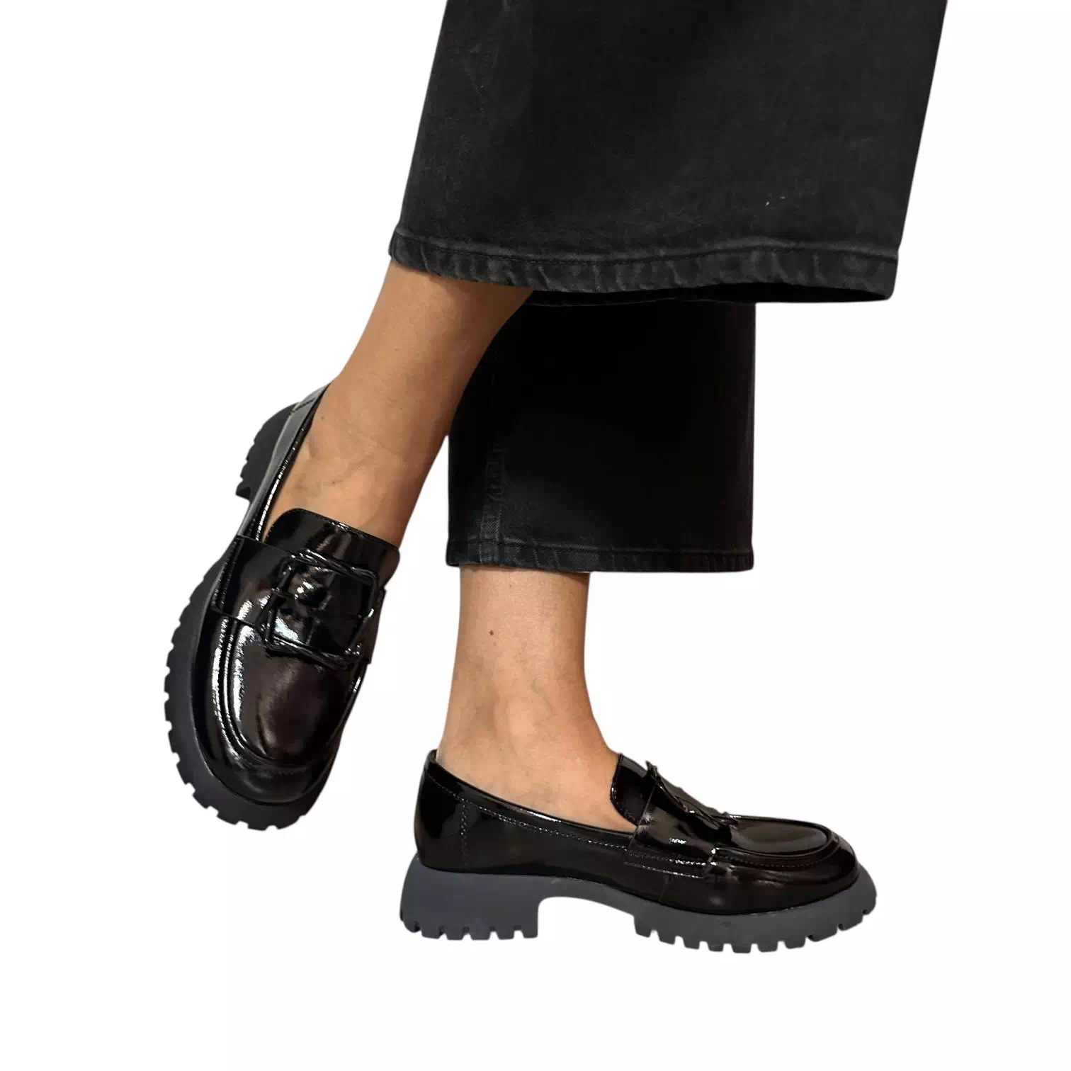 Pantofi Pass Collection negri cu catarama