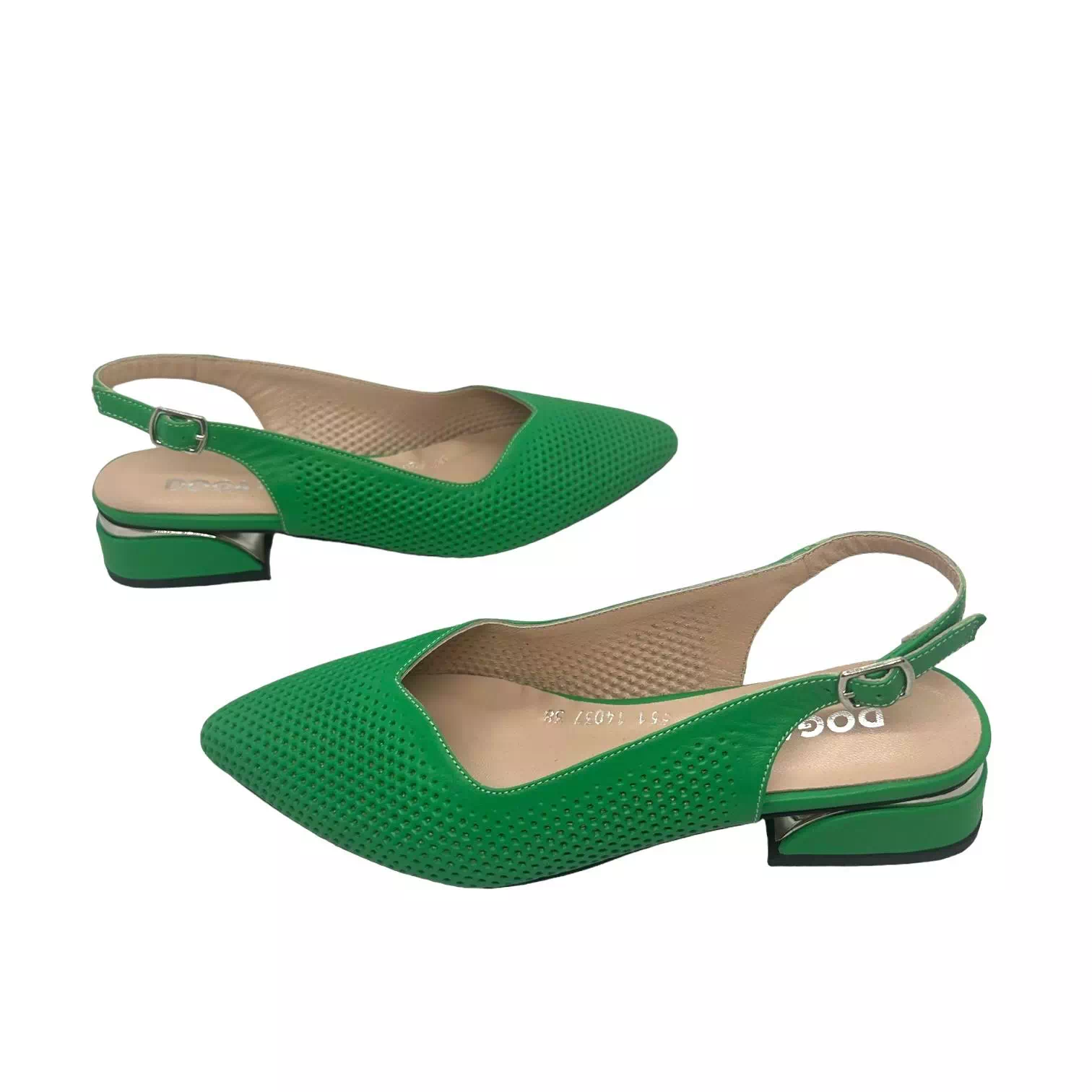 Pantofi decupati verzi cu perforatii