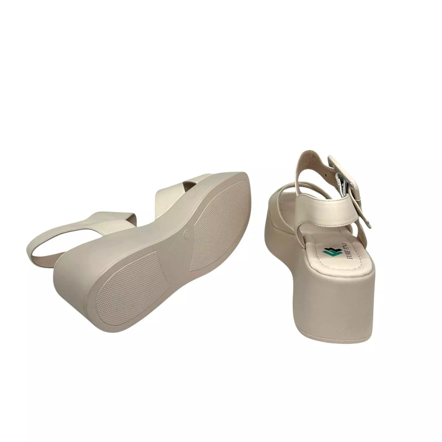 Sandale Fiore Fino crem cu platforma