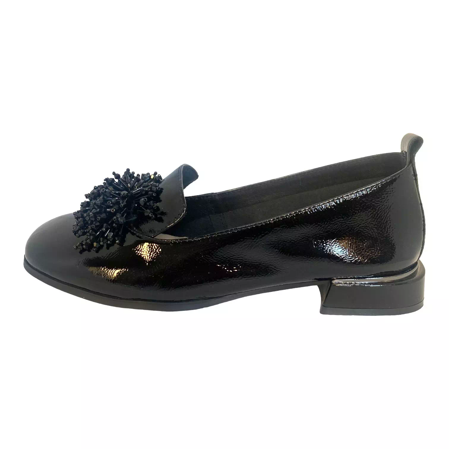 Pantofi Epica negri din lac cu accesoriu