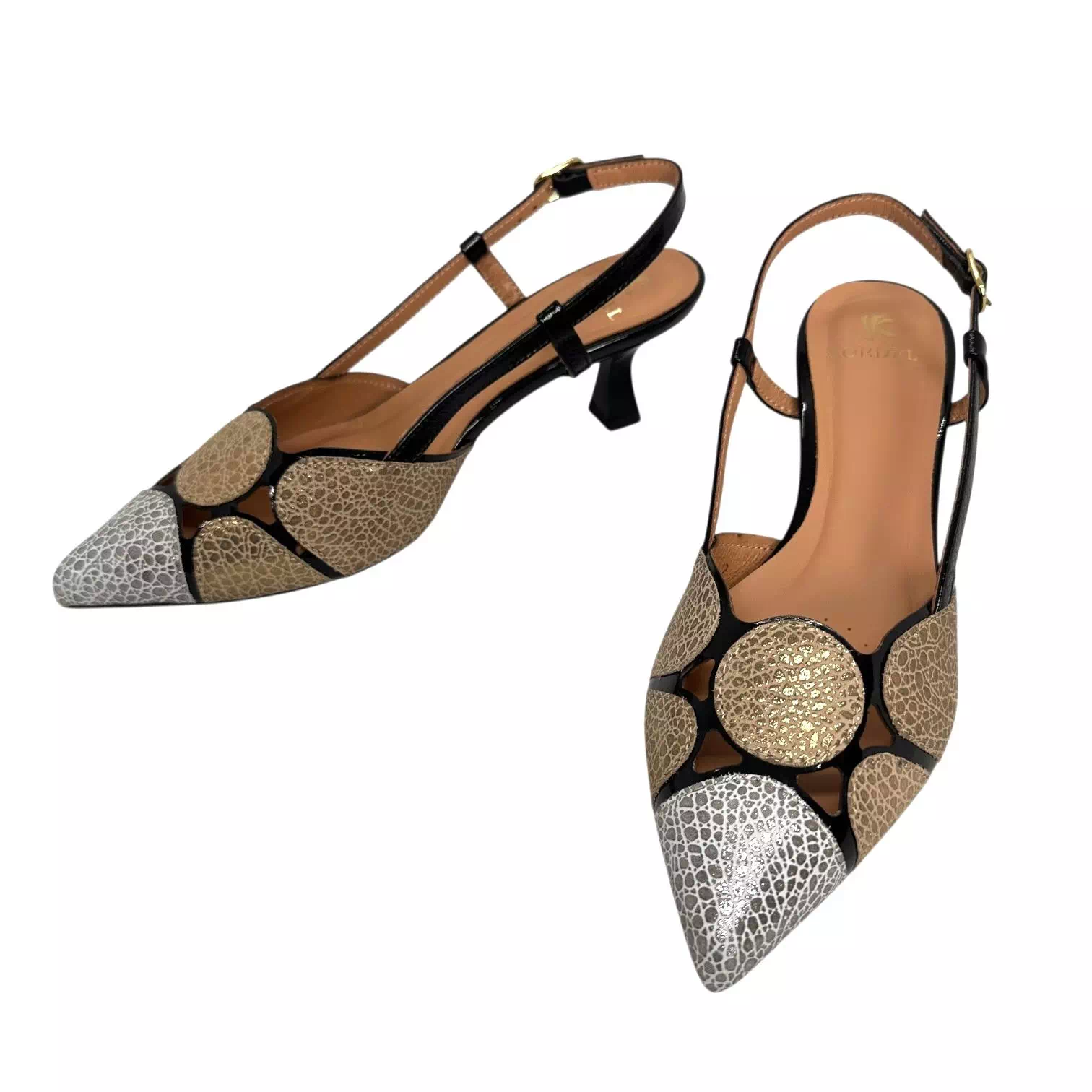 Pantofi decupati Kordel auriu mix