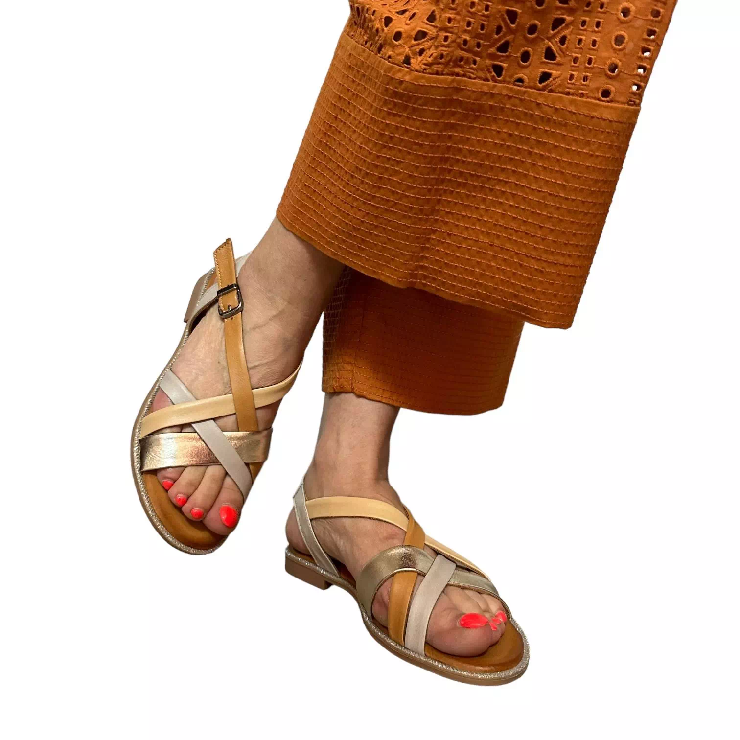Sandale cu barete multicolore