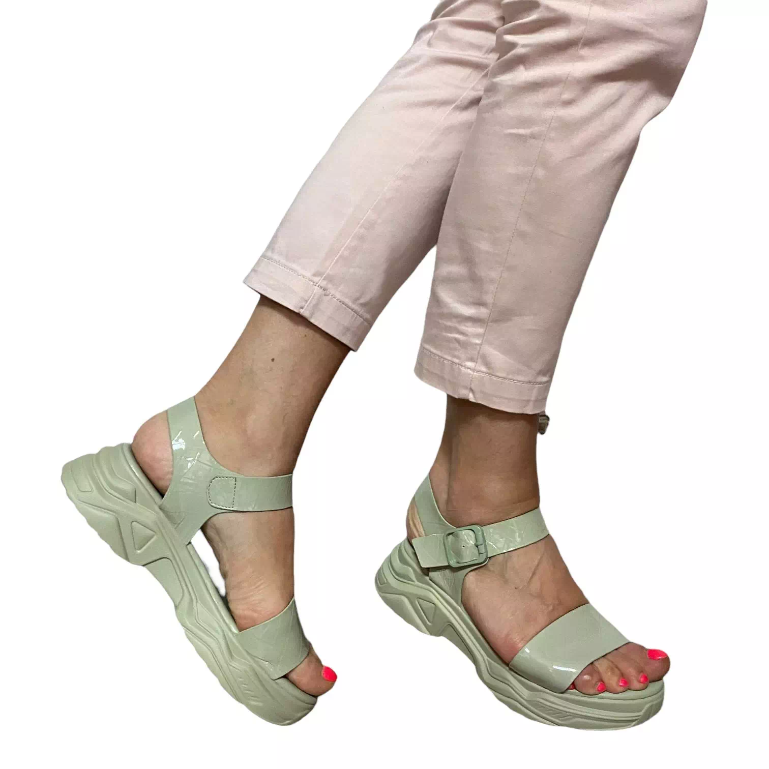 Sandale verzi cu model si talpa confort