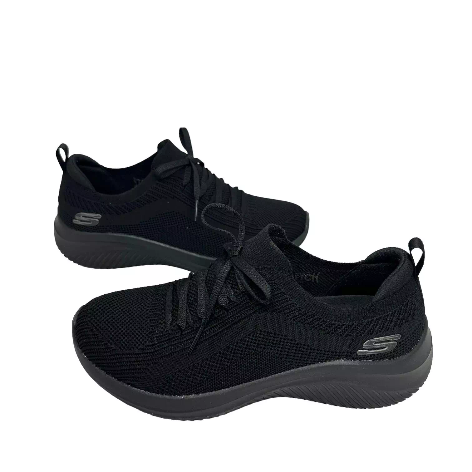 Pantofi sport Skechers negri cu talpa confort cu detalii