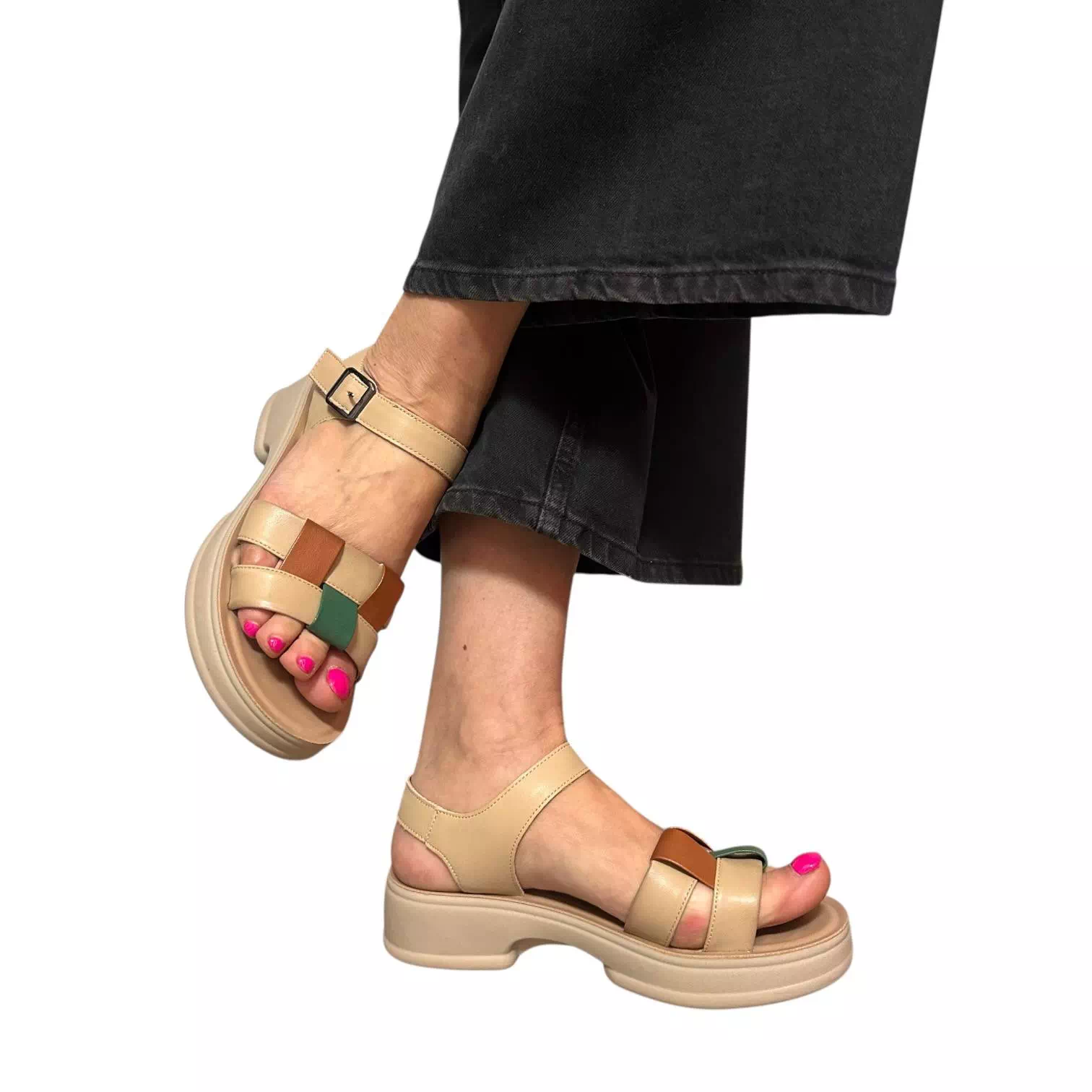 Sandale bej cu barete impletite