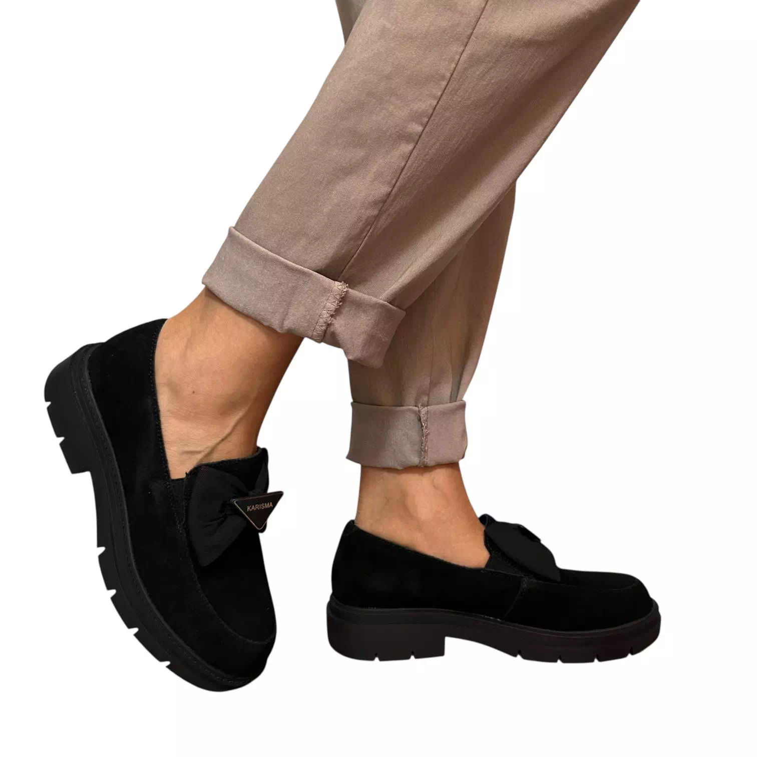 Pantofi Karisma negri cu detaliu