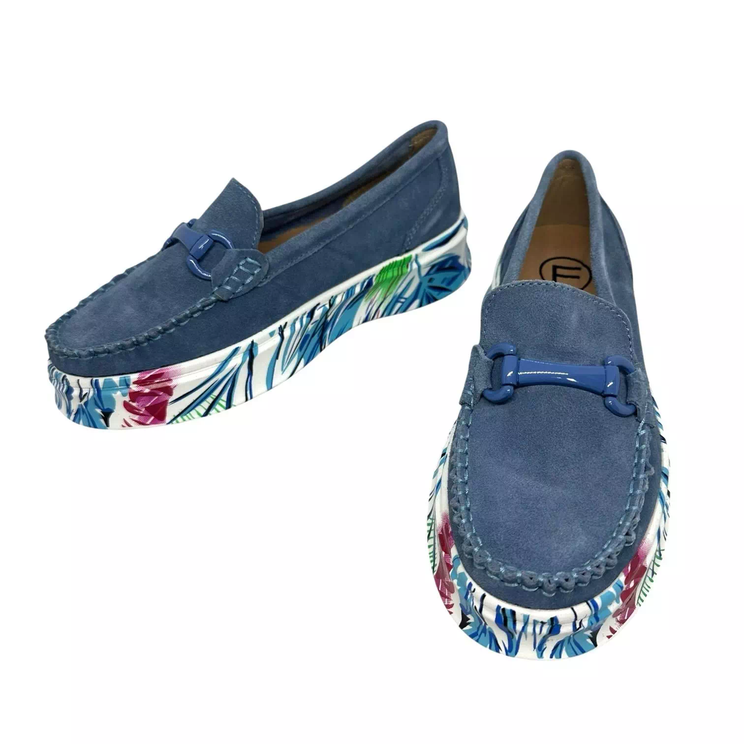 Pantofi Filippo blu cu talpa colorata