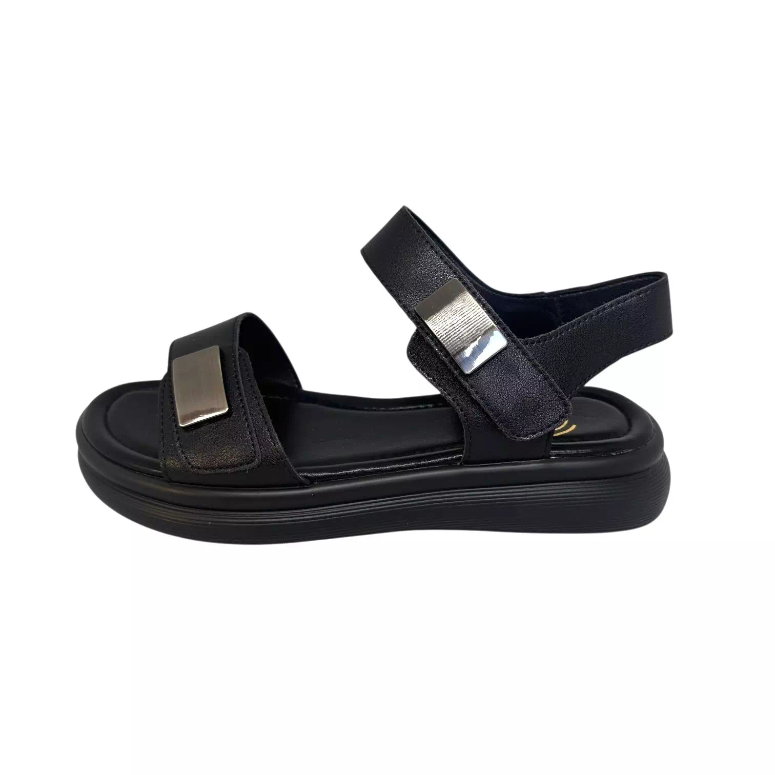 Sandale negre cu barete si accesoriu