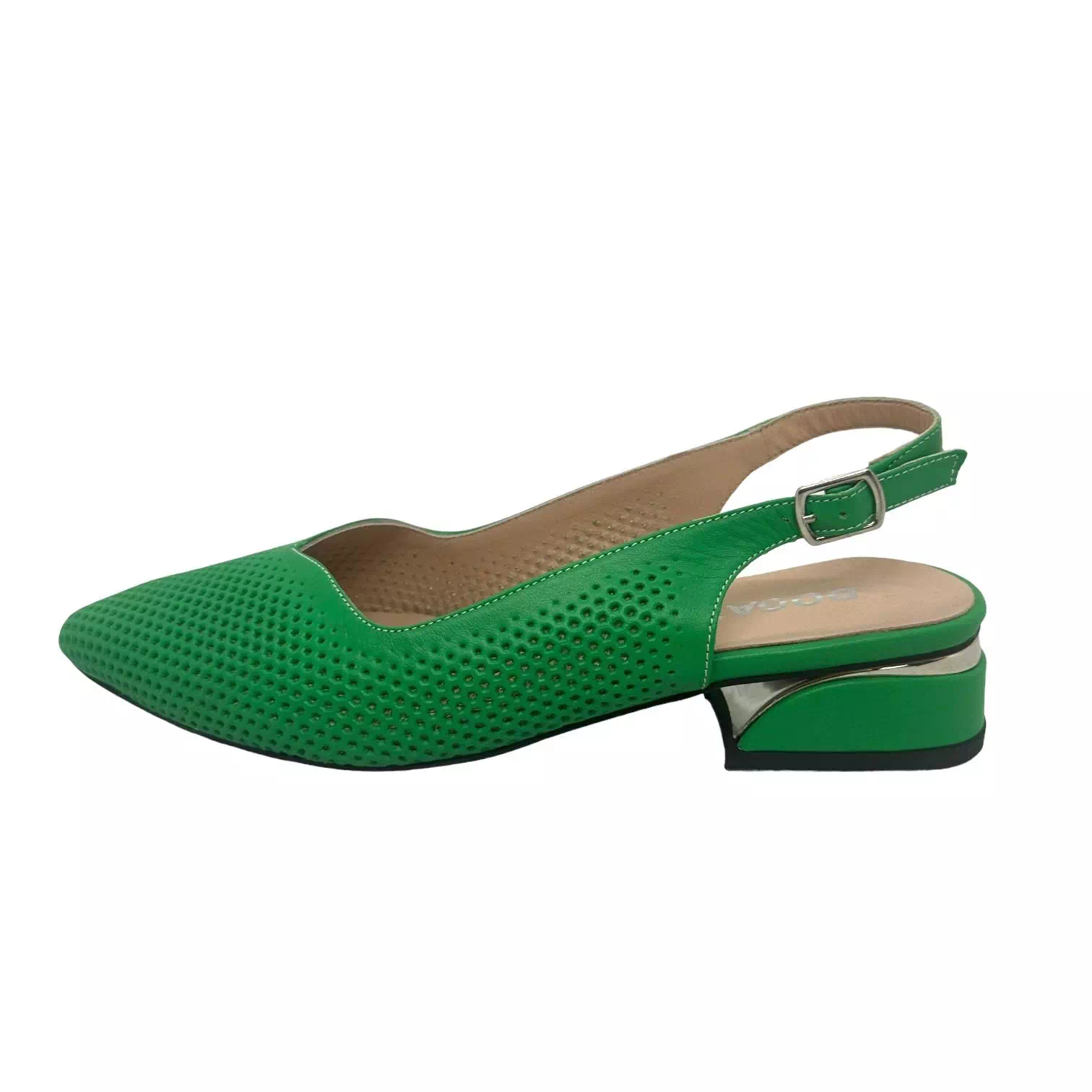 Pantofi decupati verzi cu perforatii