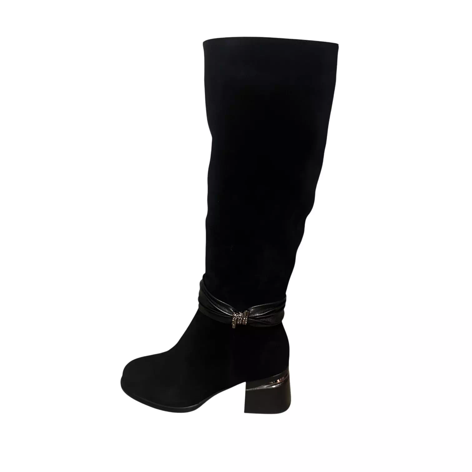 Cizme Fiore Fino negre cu detaliu